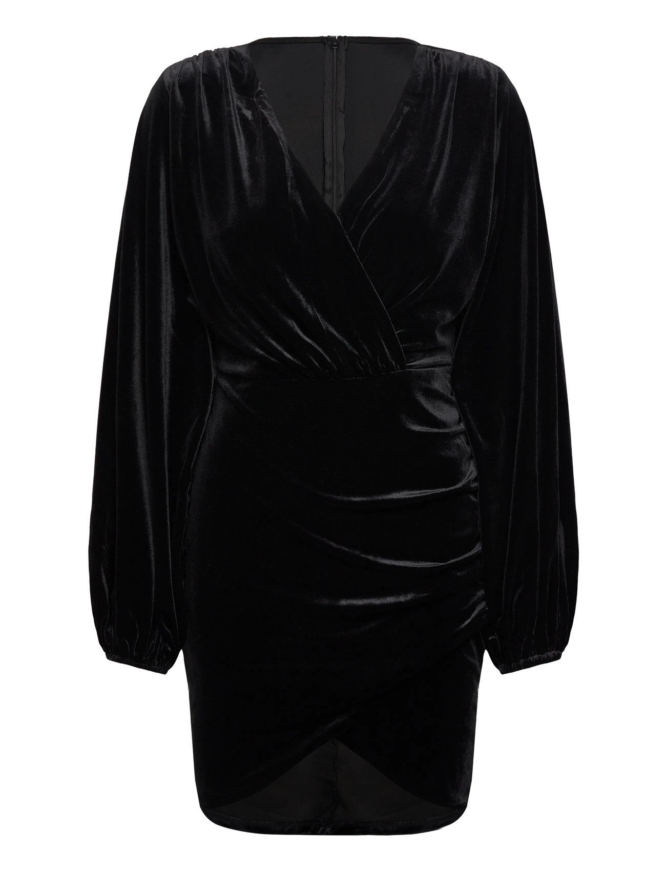 BUBBLEROOM Samt Wrap Kleid Schwarz - XS - Damen