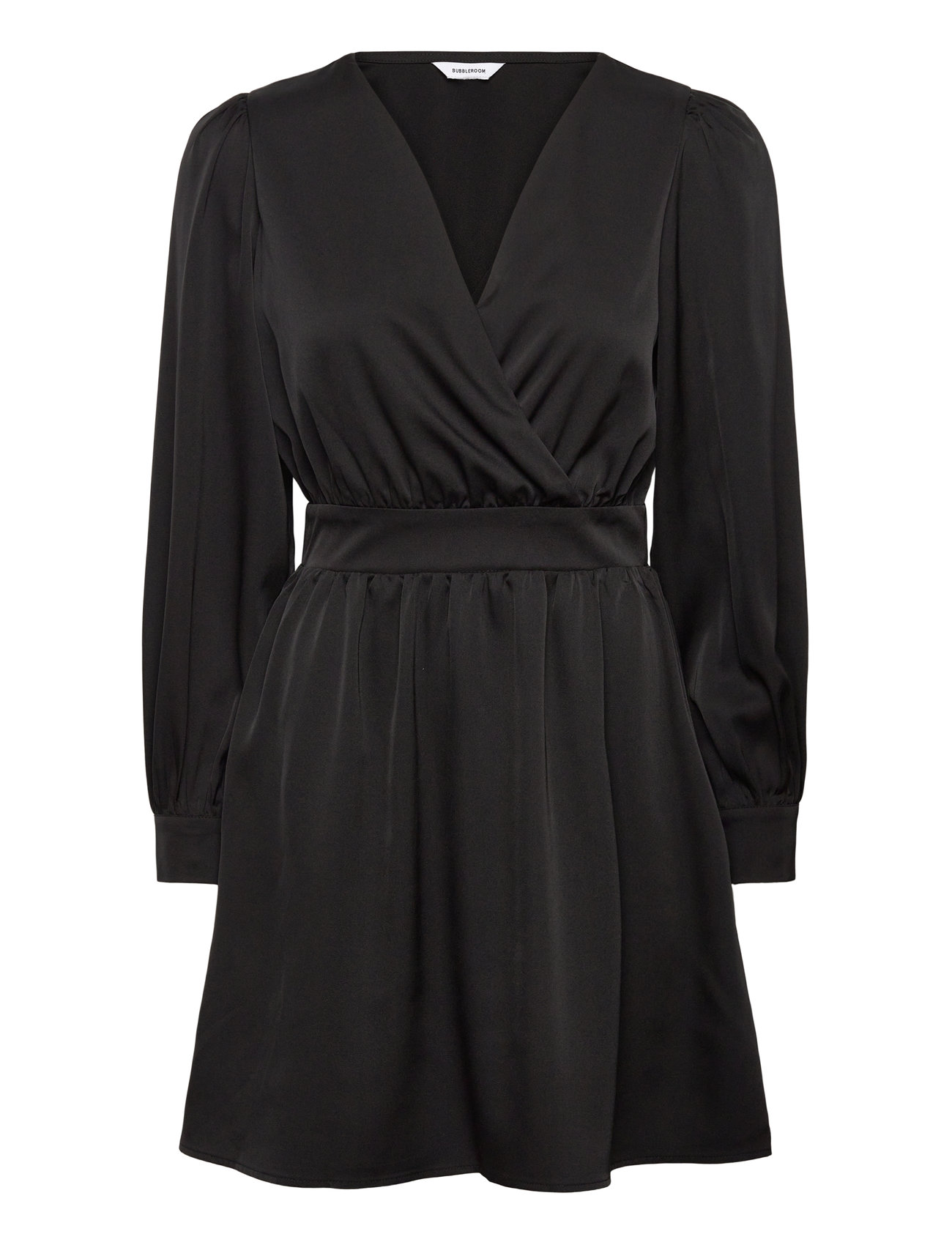 BUBBLEROOM Wrap Satin Kleid Schwarz - XS - Damen