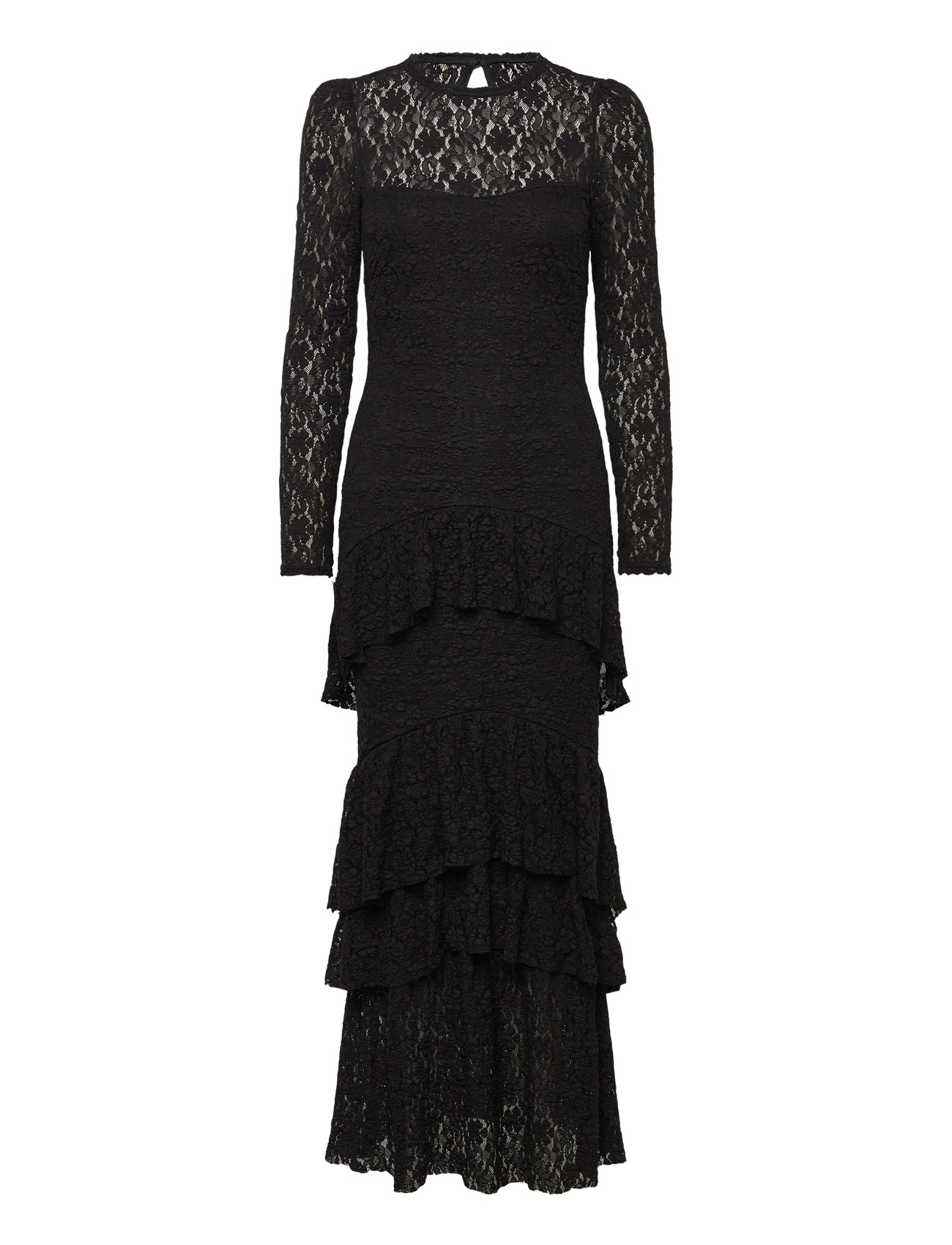 BUBBLEROOM Frill Lange Ärmel Maxi Kleid Schwarz - XS - Damen