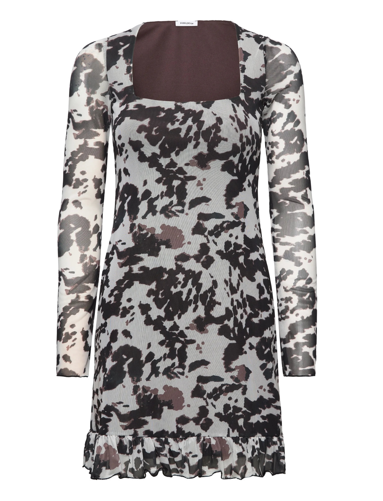 BUBBLEROOM Kurz Mesh Frill Kleid Braun - Sx93 - Damen
