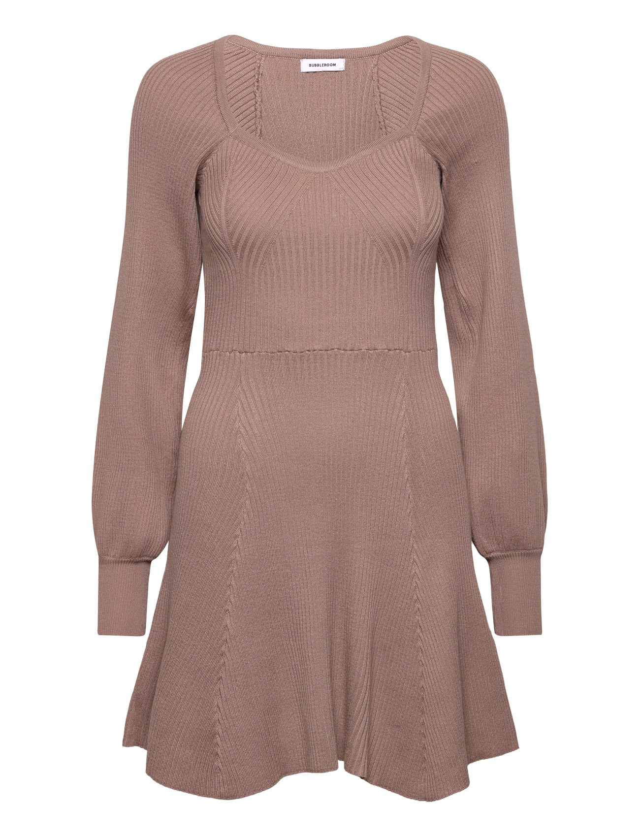 BUBBLEROOM Strick Kurz Skater Kleid Beige - XS - Damen