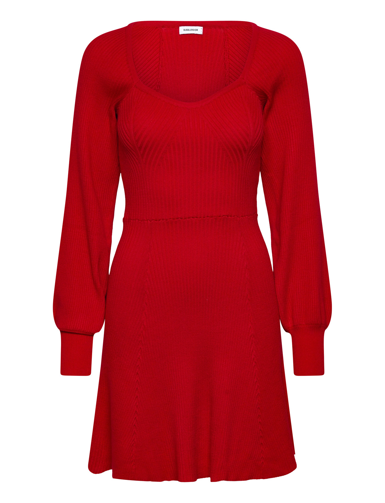 BUBBLEROOM Strick Kurz Skater Kleid Rot - S - Damen
