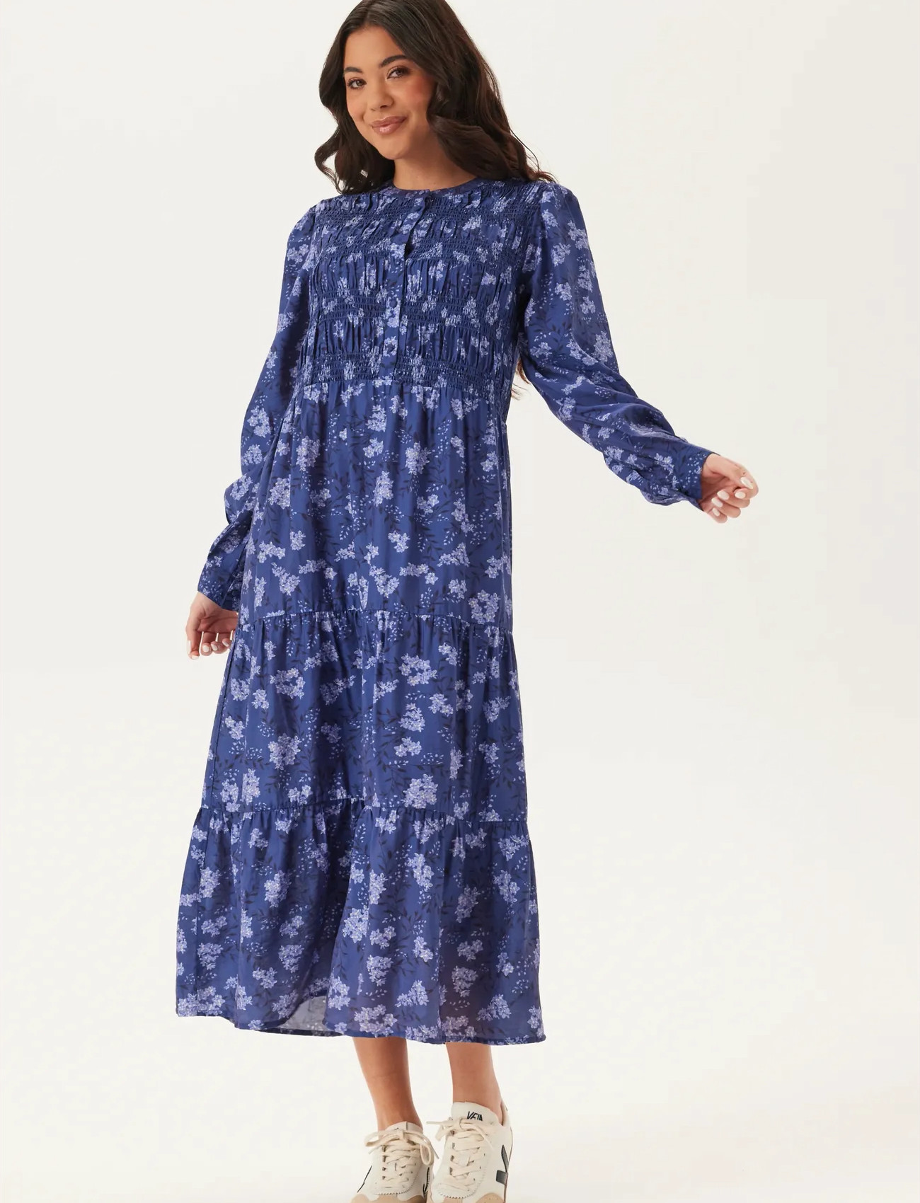 Bubbleroom Smock Midi Dress, 32-34, Navy, Kjoler > Knælange Og Midi, Dame