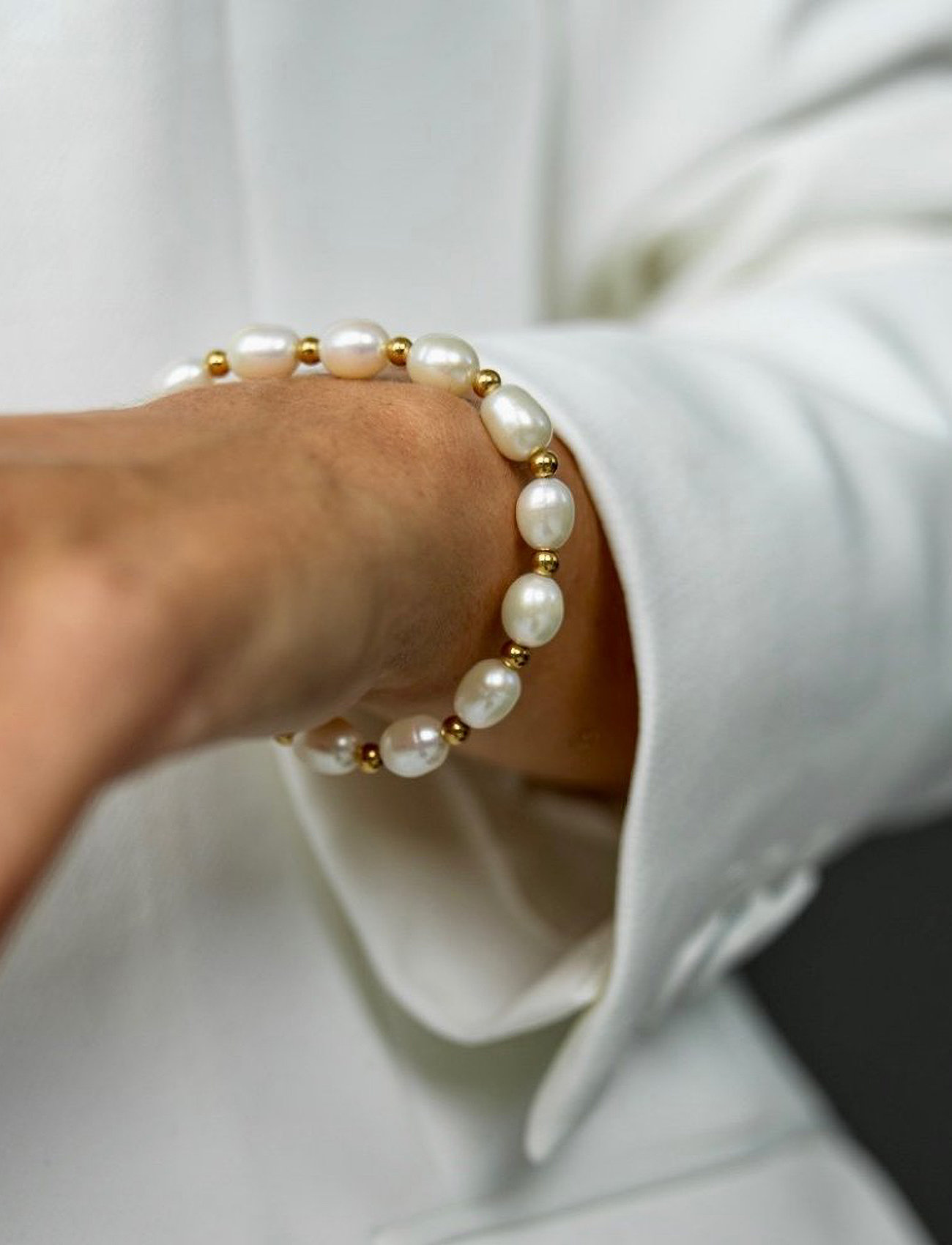 Bud to rose Pearl Elastic Bracelet, One Size, White, Smykker > Armbånd, Dame