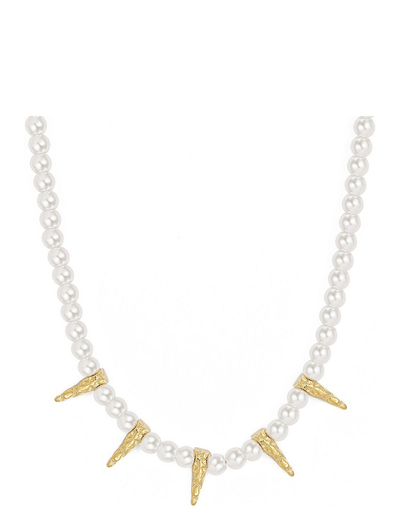 Spike & Pearl Necklace Gold Accessories Jewellery Necklaces Pearl Necklaces White Bud To Rose