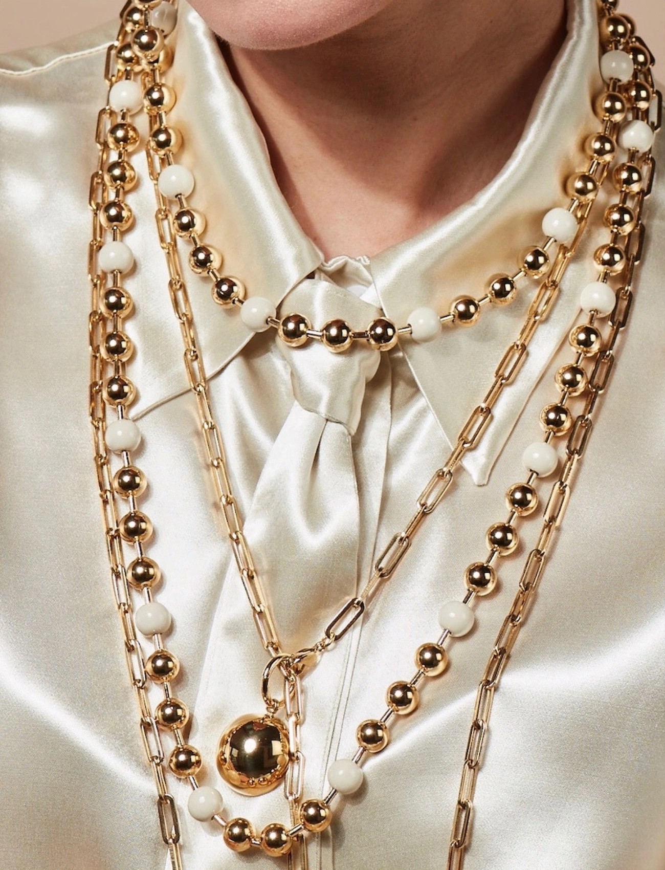 Bud to rose Eclipse Long Necklace Ivory/Gold, One Size, Gold, Halskæder > Statement-Halskæder, Dame