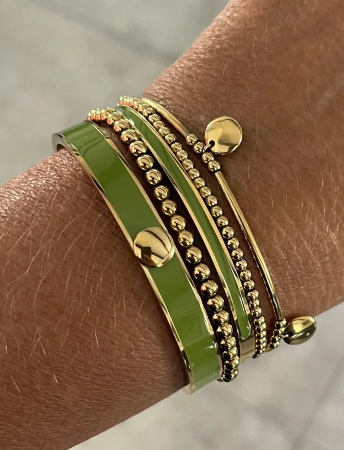Bud to rose Minnie 4Mm Bracelet, One Size, Green, Armbånd > Armringe, Dame