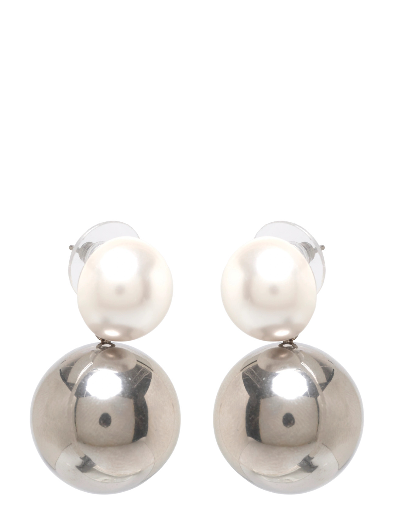 Bud to rose Pearl Globe Earring Silver, One Size, Silver, Øreringe > Ørestikker, Dame