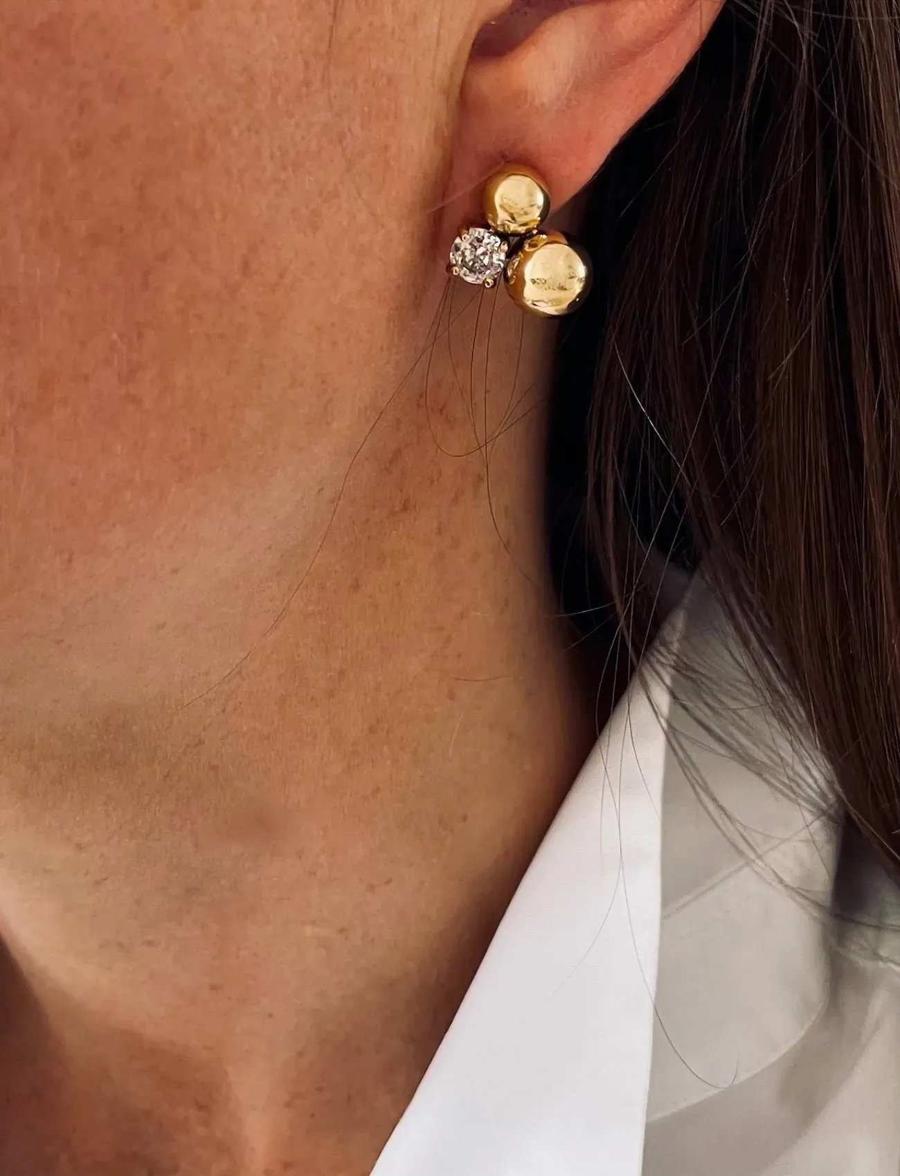 Bud to rose Brea Crystal Earring Gold, One Size, Gold, Øreringe > Ørestikker, Dame