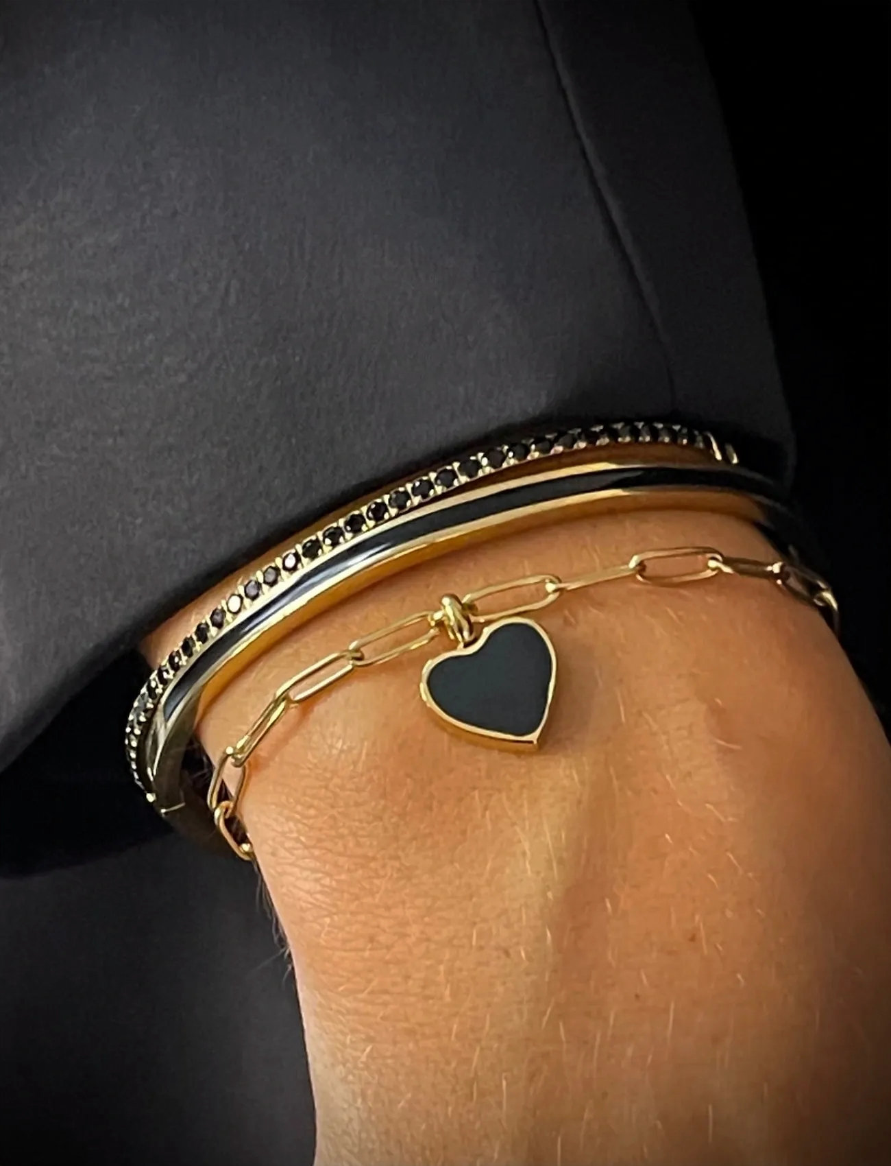 Bud to rose Noble Heart Bracelet Black/Gold, One Size, Gold, Armbånd > Kædearmbånd, Dame