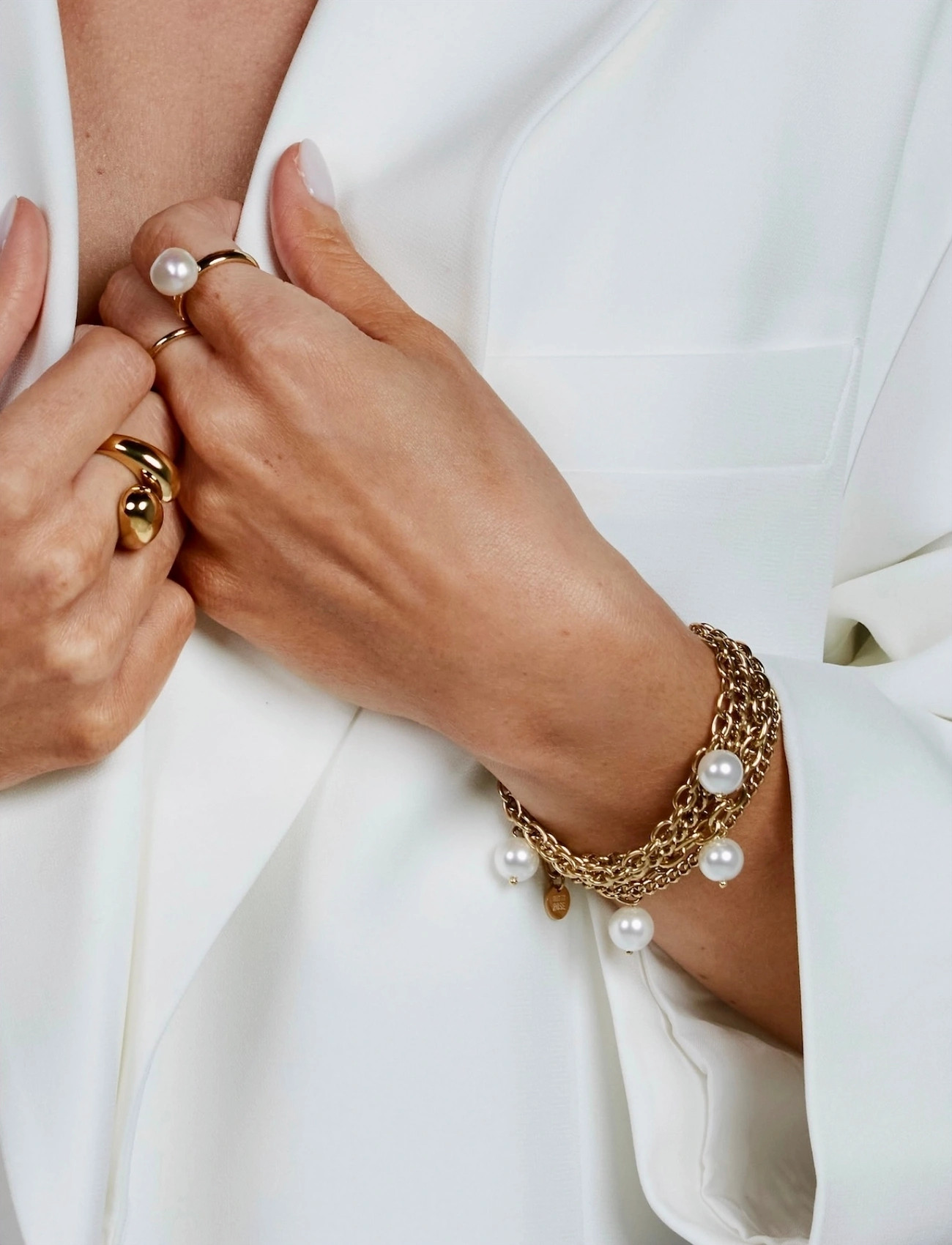 Bud to rose Paris Pearl Bracelet Silver, One Size, Gold, Armbånd > Kædearmbånd, Dame
