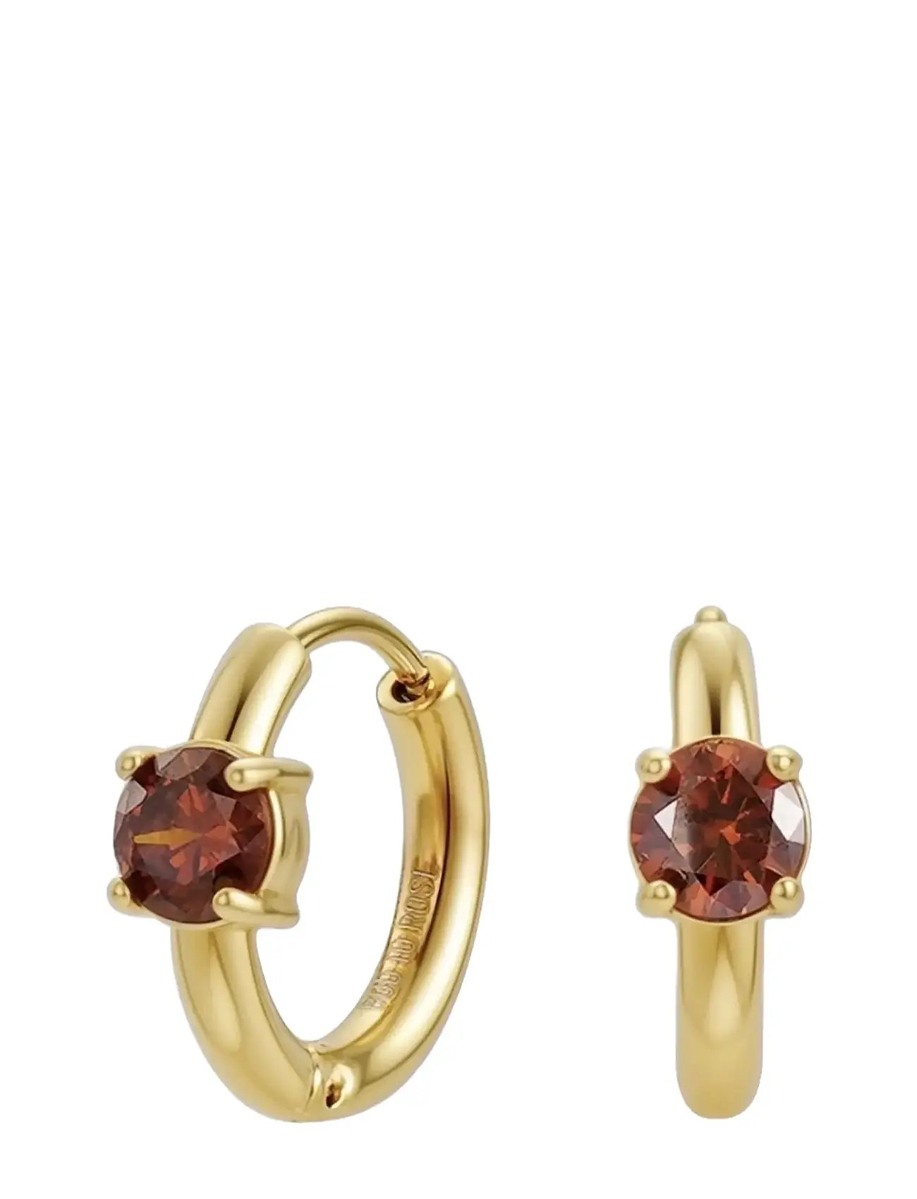 Bud to rose Ice Creole Earring Brown/Gold, One Size, Gold, Øreringe > Creoler, Dame