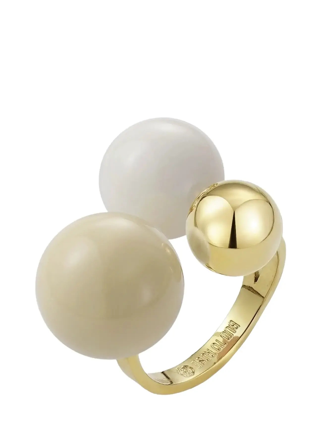 BUD TO ROSE Brea Enamel Large Ring Ivory/Weiß/Gold Gold - One Size - Damen