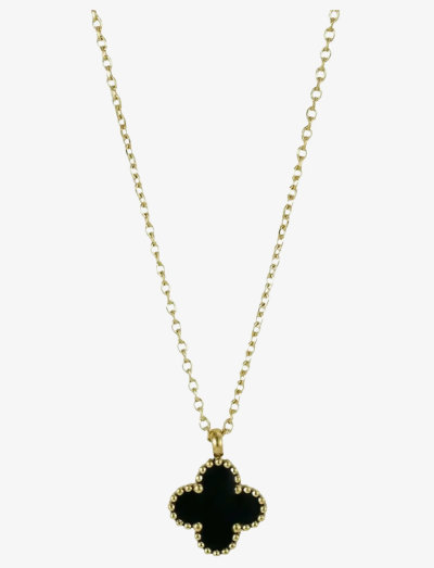 Clover Enamel Necklace Black/Gold
