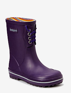 purple rubber boots