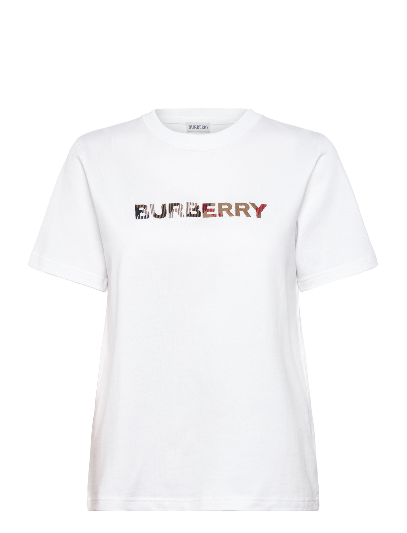 Burberry Maud Emb, M, White, T-Shirts & Toppe > Kortærmede, Dame