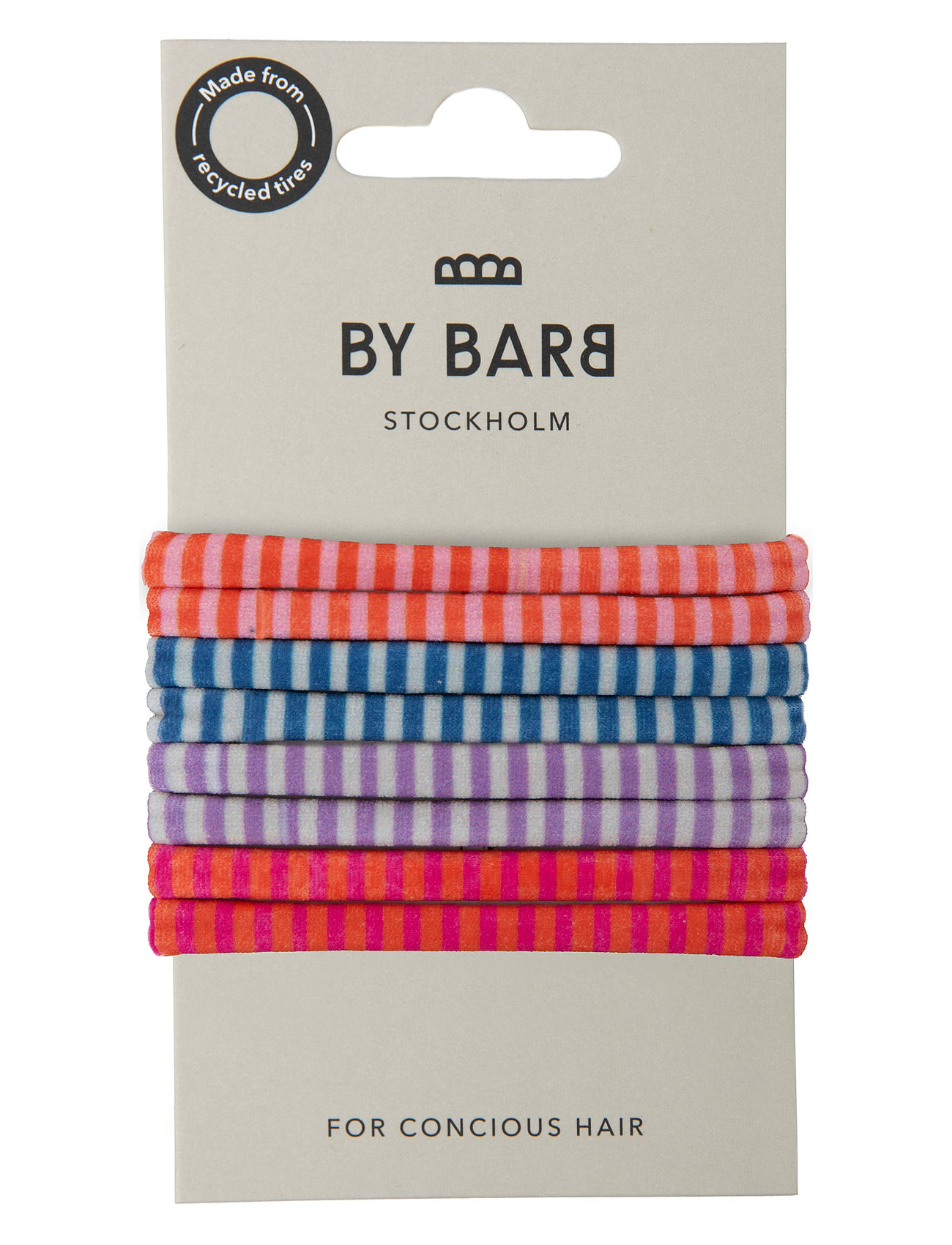 Hair Ties Striped Pattern Multicoloured 8-Pack, Recycled Material Accessories Hair Accessories Scrunchies Multi/patterned By Barb