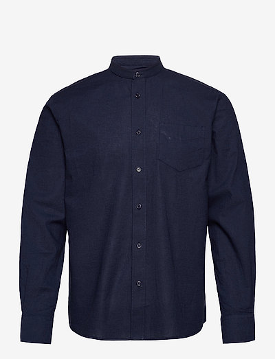 The Organic Linen Shirt - Bruce Mandarin - basic skjortor - navy blazer