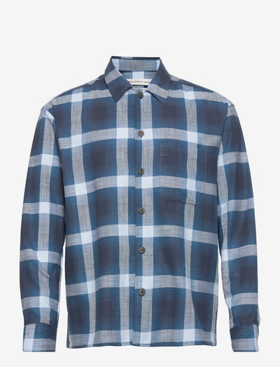 Storm checked - linen shirts - blue