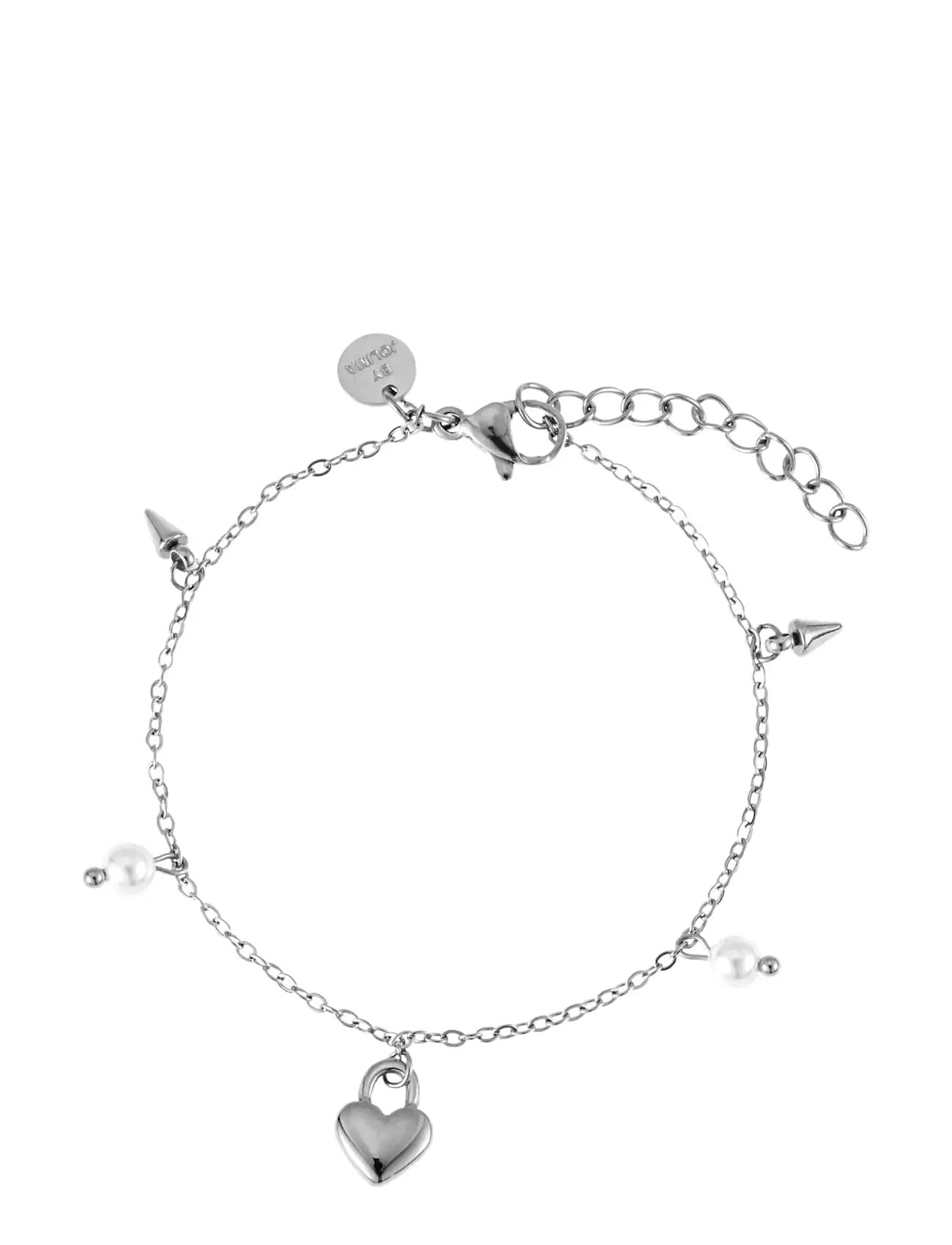 BY JOLIMA Heart Locker Mix Armband Silber - One Size 15 Cm - Damen