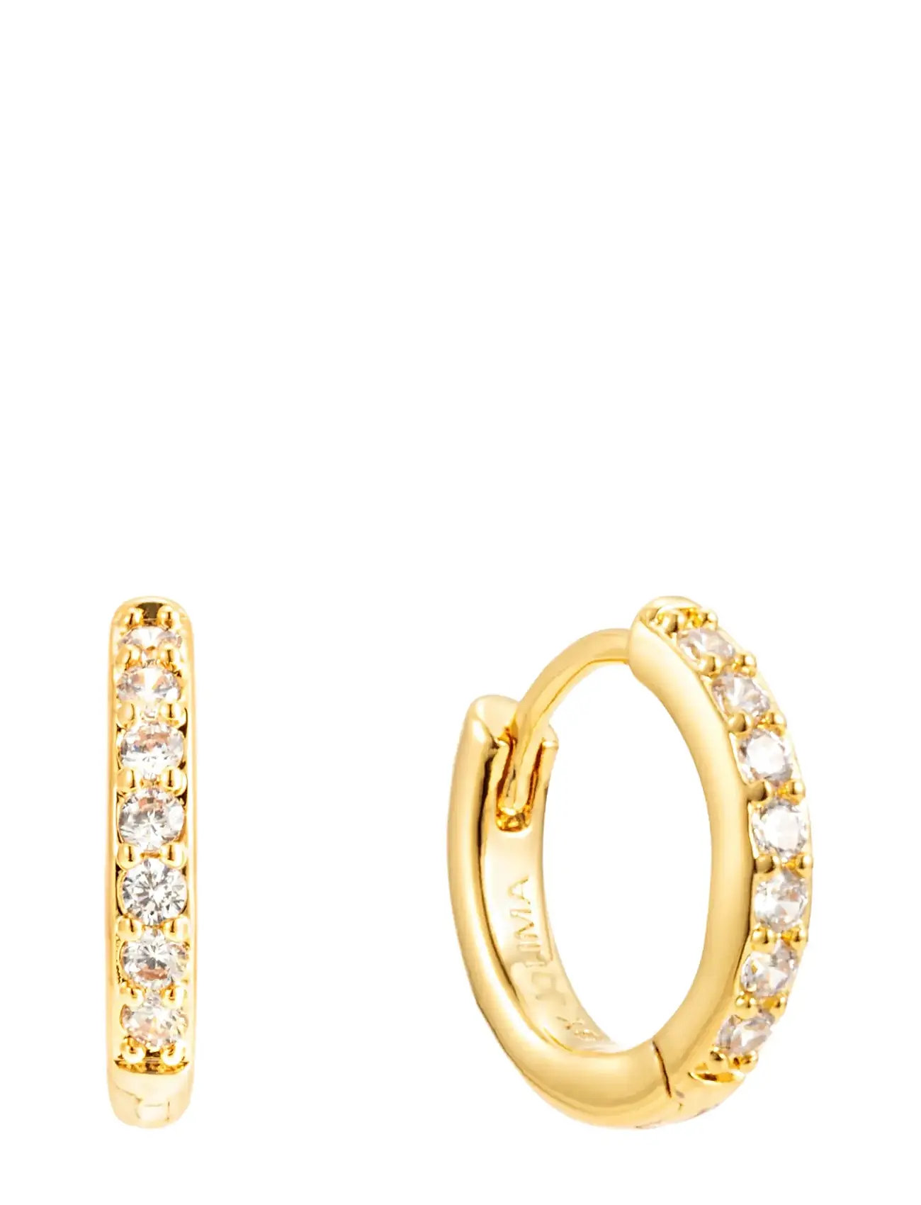 By Jolima Verona Crystal Small Hoop, One Size 1 cm, Gold, Øreringe > Creoler, Dame