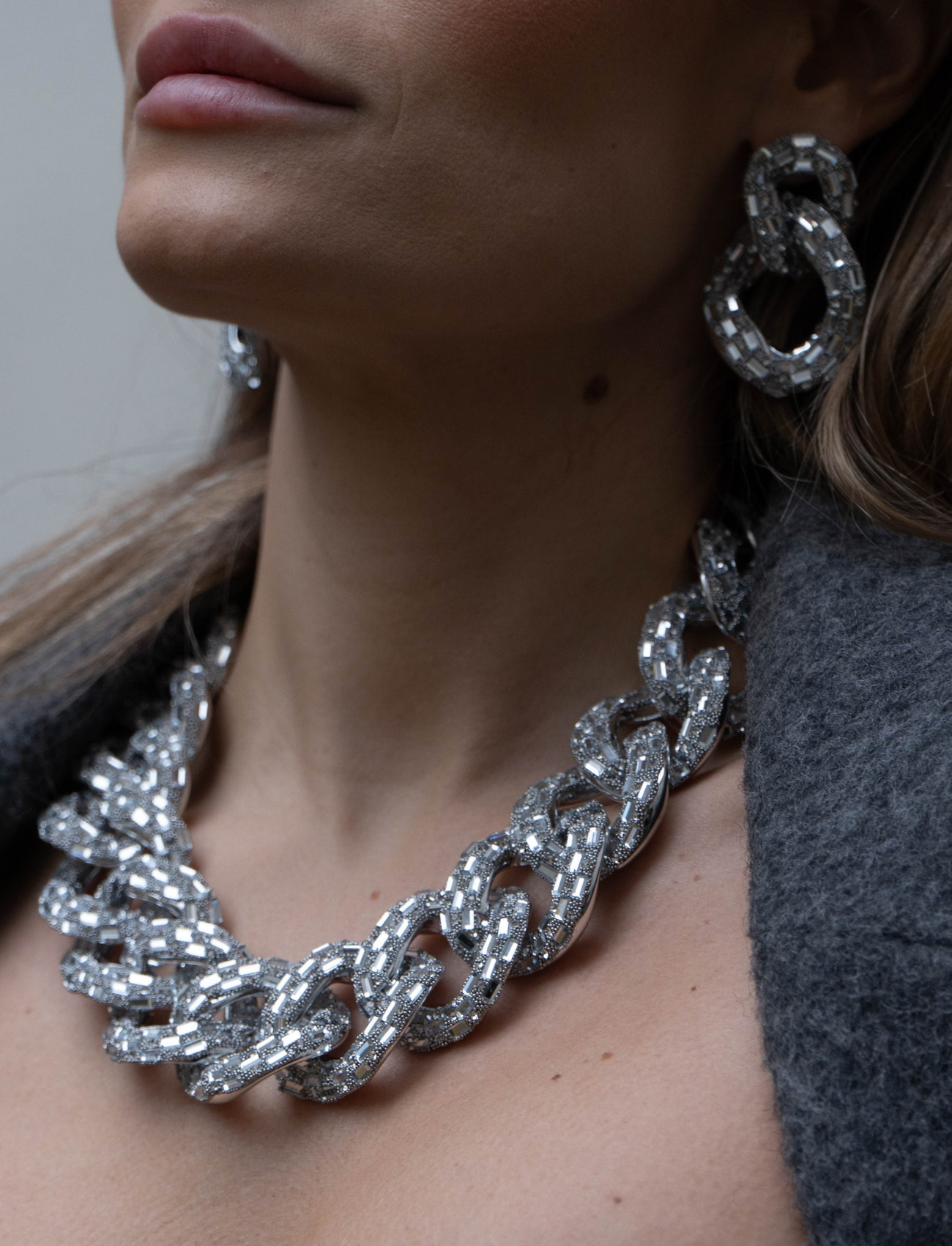 By Jolima Sparkle Crystal Necklace Silver, One Size, Silver, Halskæder > Kædehalskæder, Dame