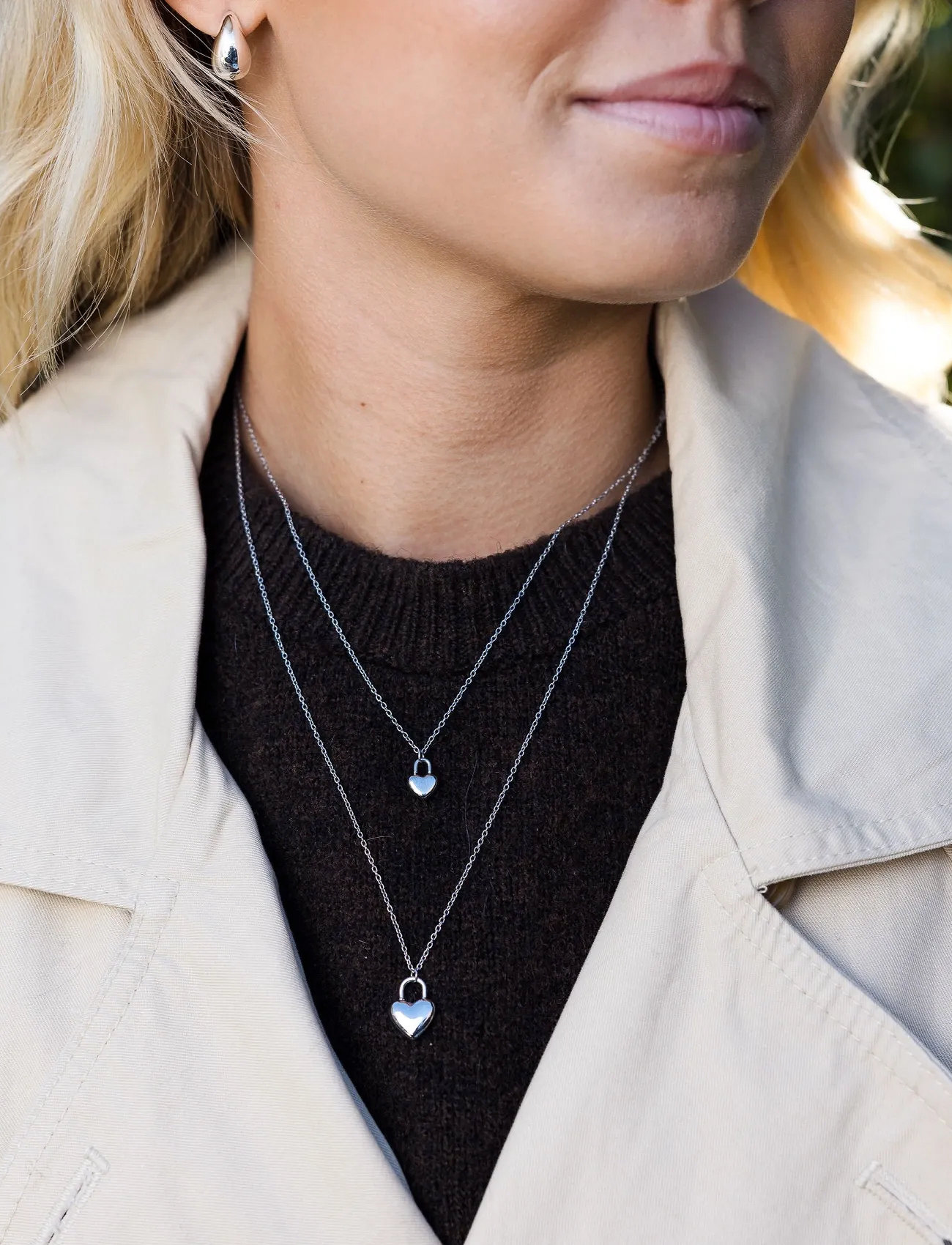 By Jolima Heart Locker Necklace, One Size 45 cm, Silver, Halskæder > Smukke Halskæder, Dame