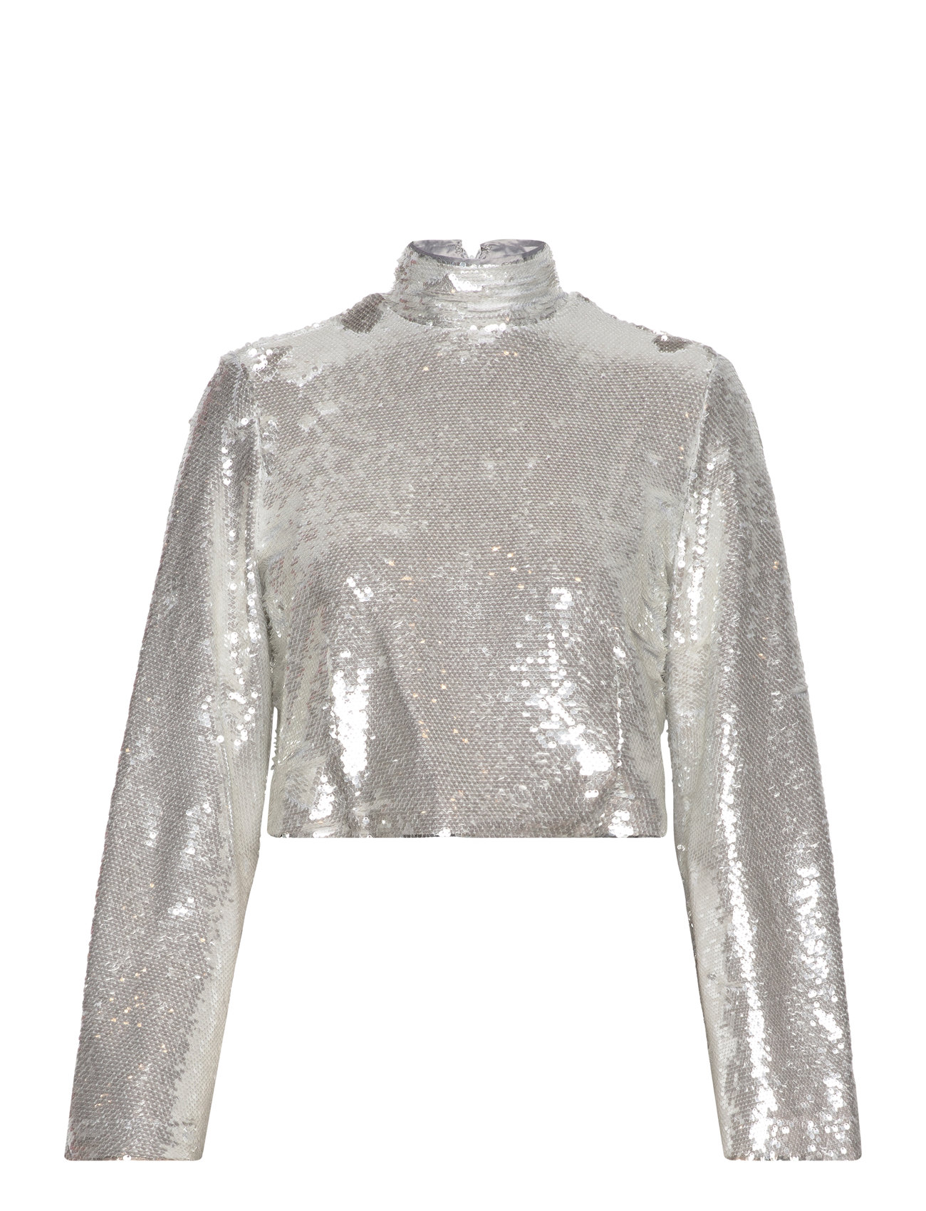 Malina Aella Wide Sleeve Sequin Top Silver