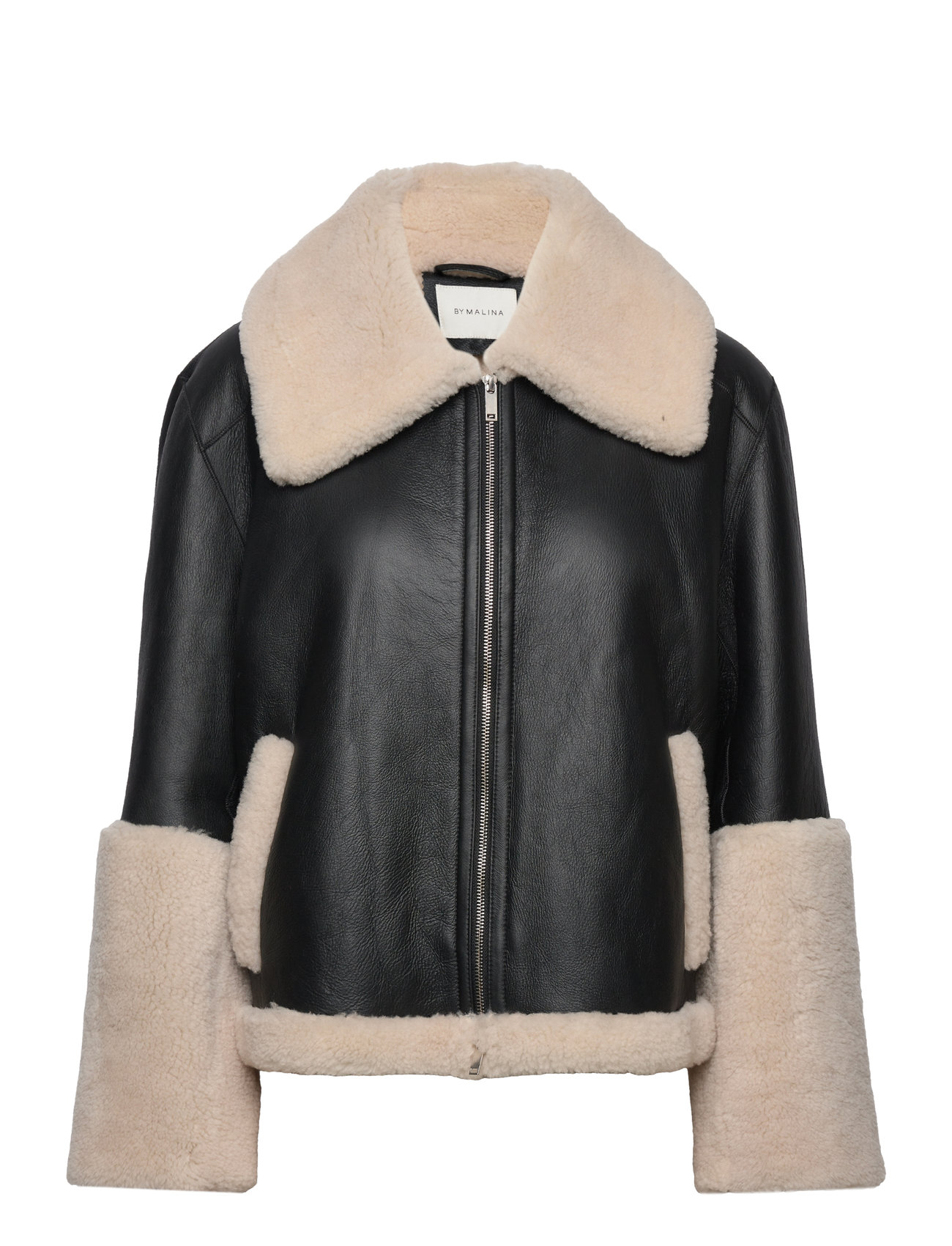 Malina Gaia Cropped Shearling Jacket Svart