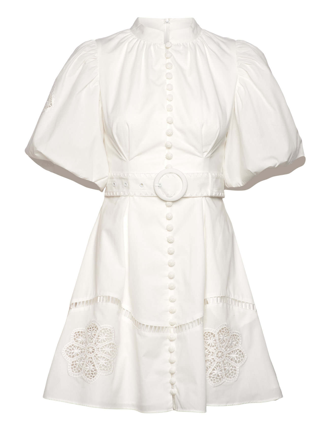 Allie Pouf Sleeve Embroidered Mini Dress White Malina