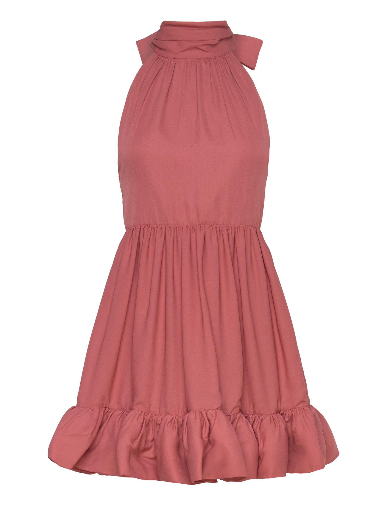 Malina Fern Halterneck Ruffled Mini Dress Rosa