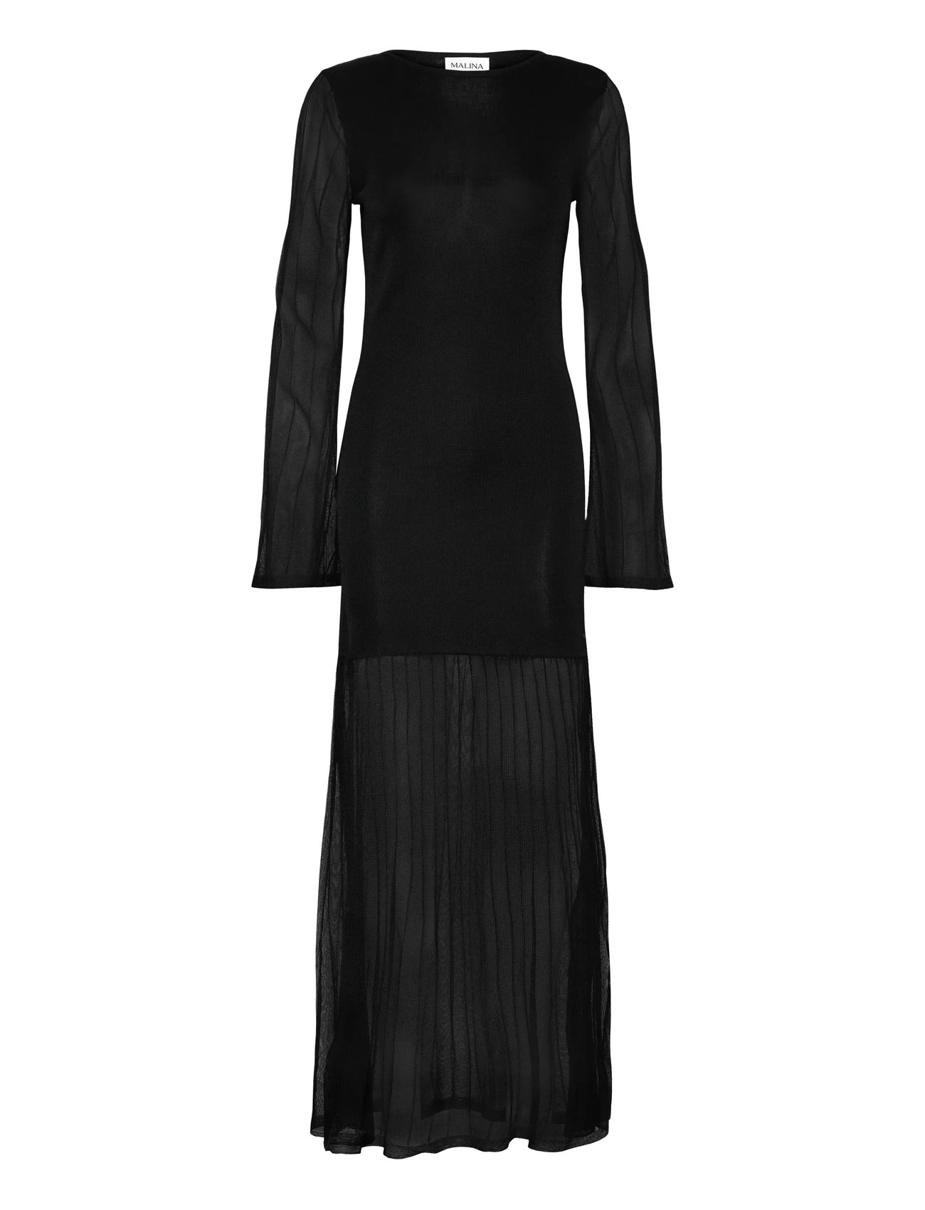 MALINA Haisley Sheer Strick Maxi Kleid Schwarz - S - Damen