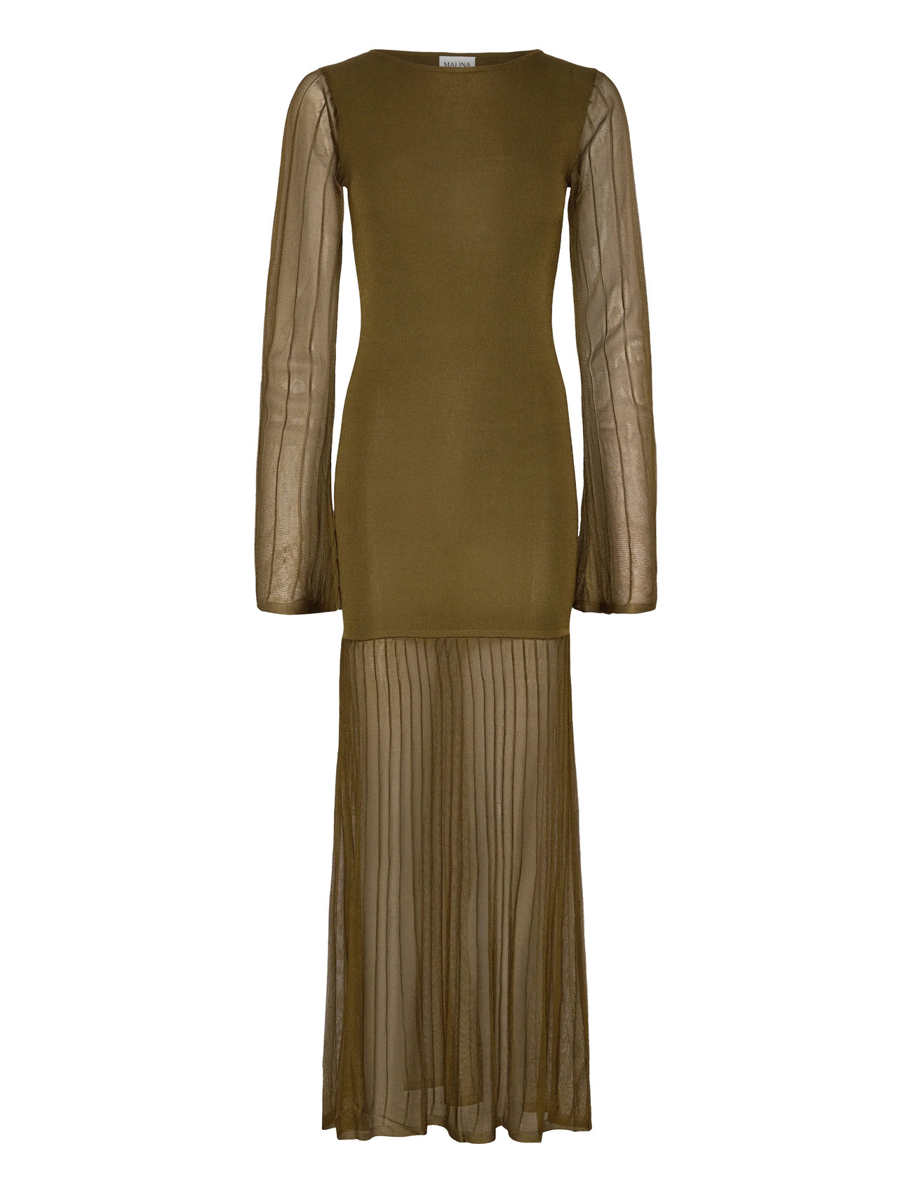 MALINA Haisley Sheer Strick Maxi Kleid Khaki - L - Damen
