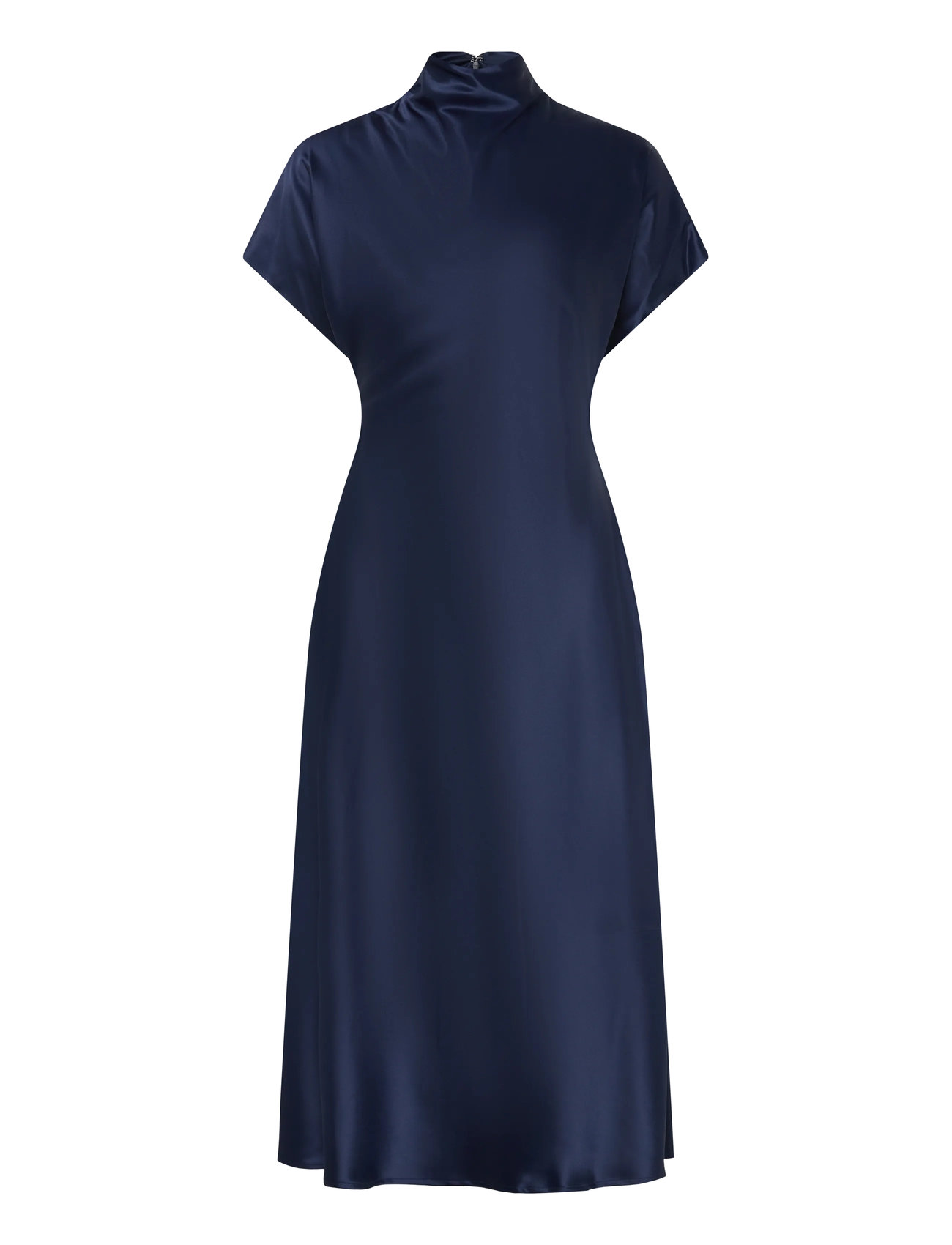 MALINA Alivia Kurz Sleeve Satin Midi Kleid Navy - S - Damen