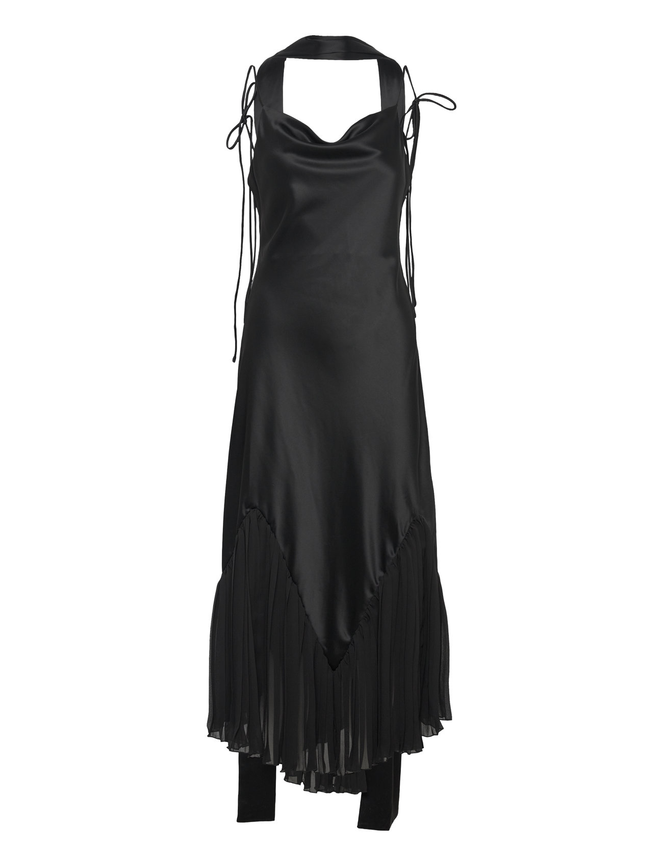 Poppy Pleat Detailed Slip Maxi Dress Maxikjole Festkjole Black Malina