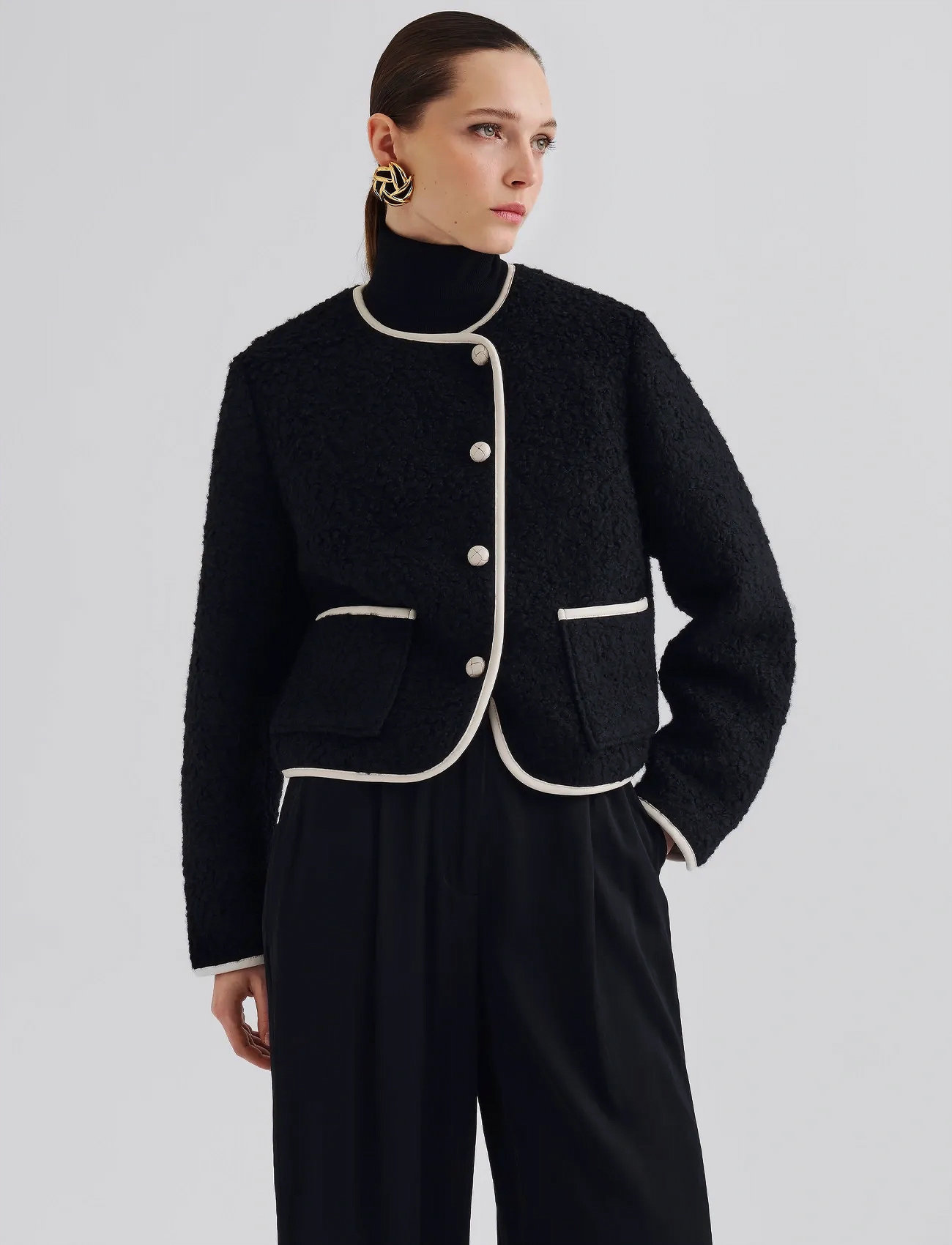 Malina Nylah Wool Blend Jacket, S, Black, Jakker > Uldjakker, Dame