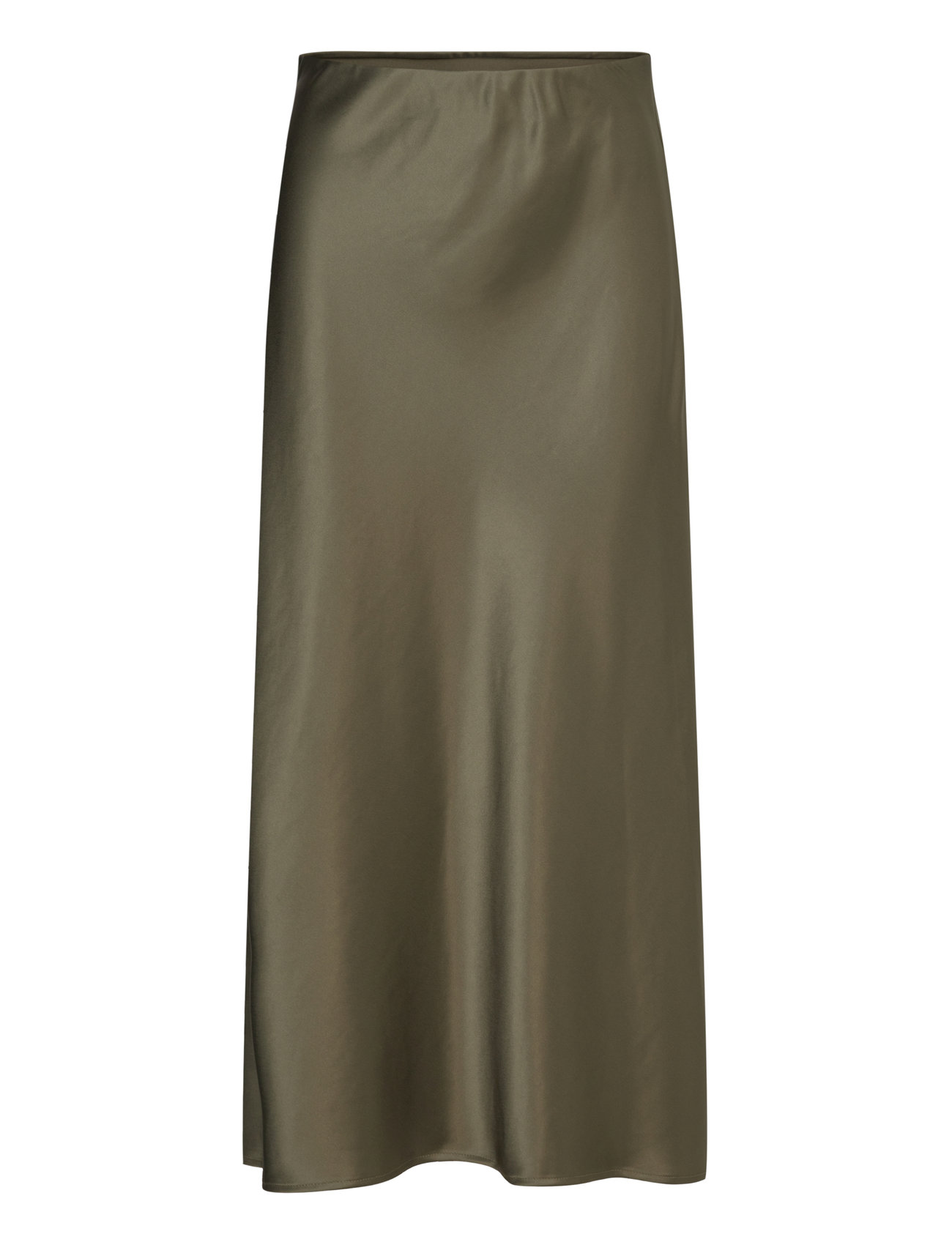 Malina Aubree Satin Midi Skirt Khaki Green