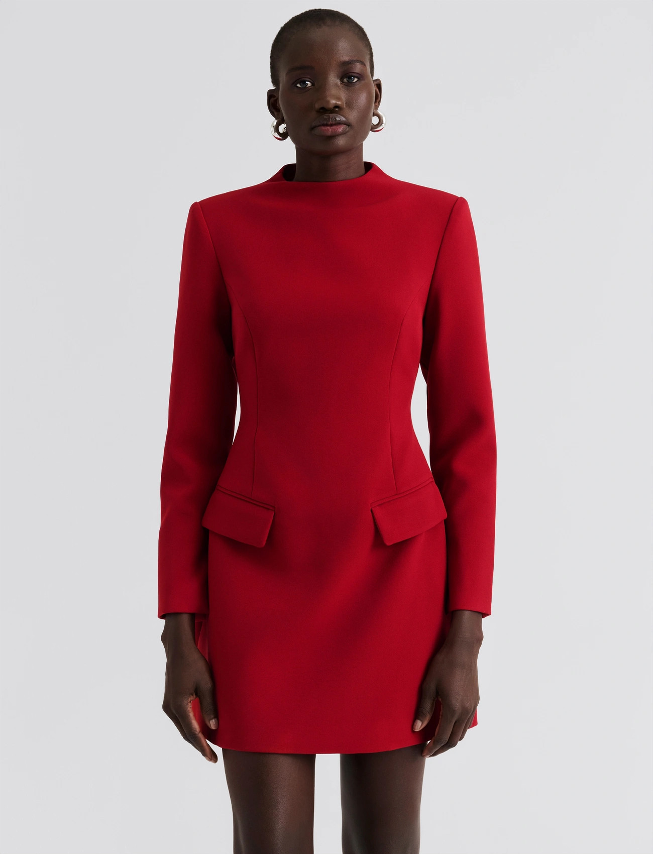 Malina Leanna High Neck Mini Dress, 42, Red, Kjoler > Kort Kjole, Dame