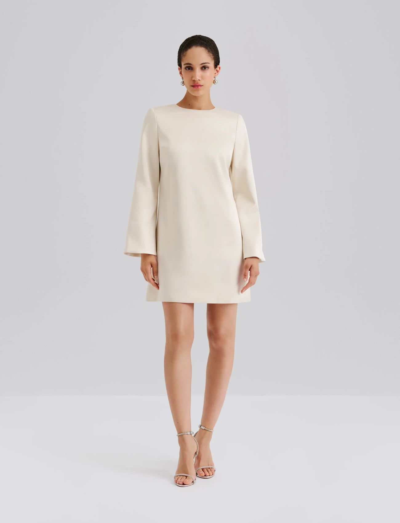 Malina Elna Bow Detailed Mini Dress, 34, Cream, Kjoler > Kort Kjole, Dame