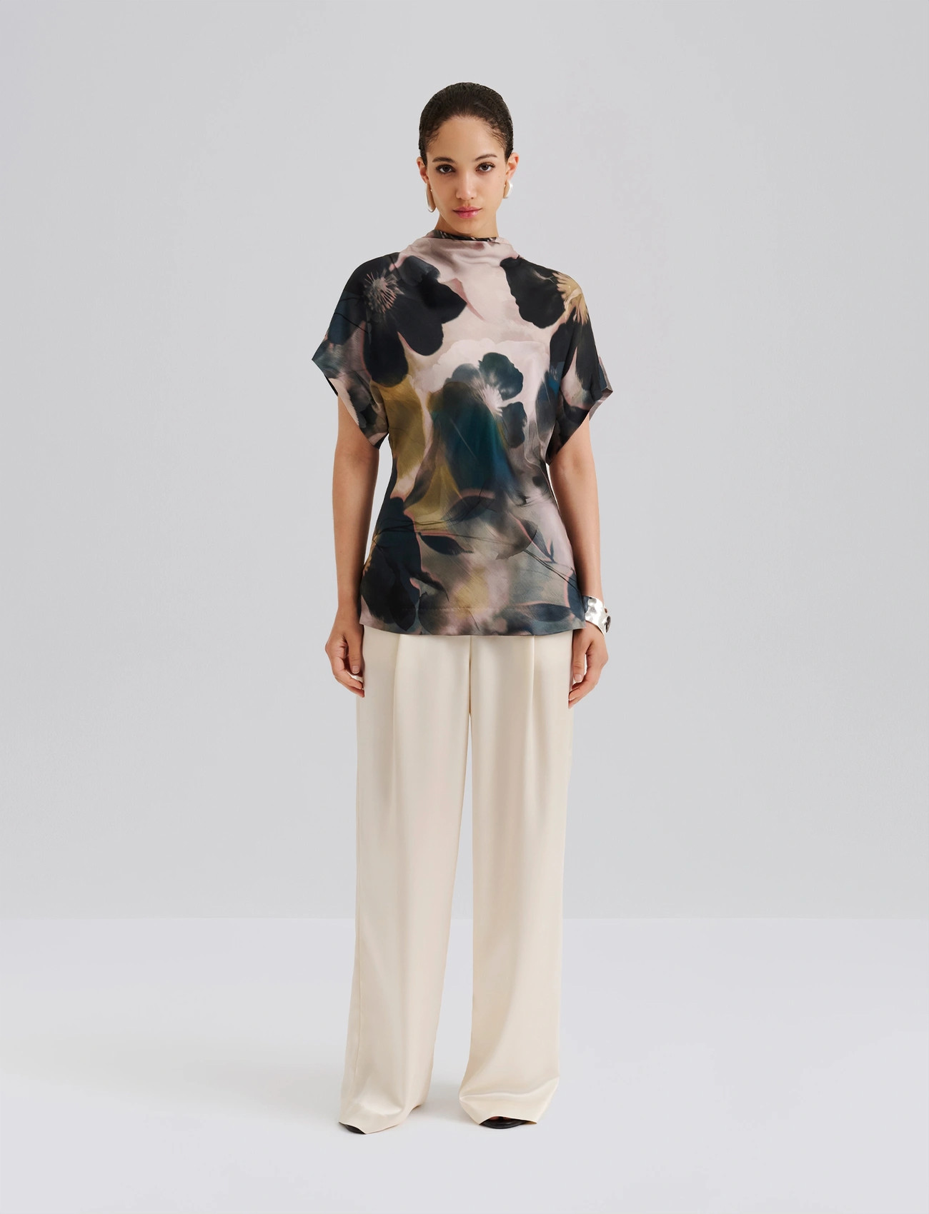 Malina Otilia Draped Half Polo Top, S, Multi/patterned, Bluser > Kortærmede, Dame