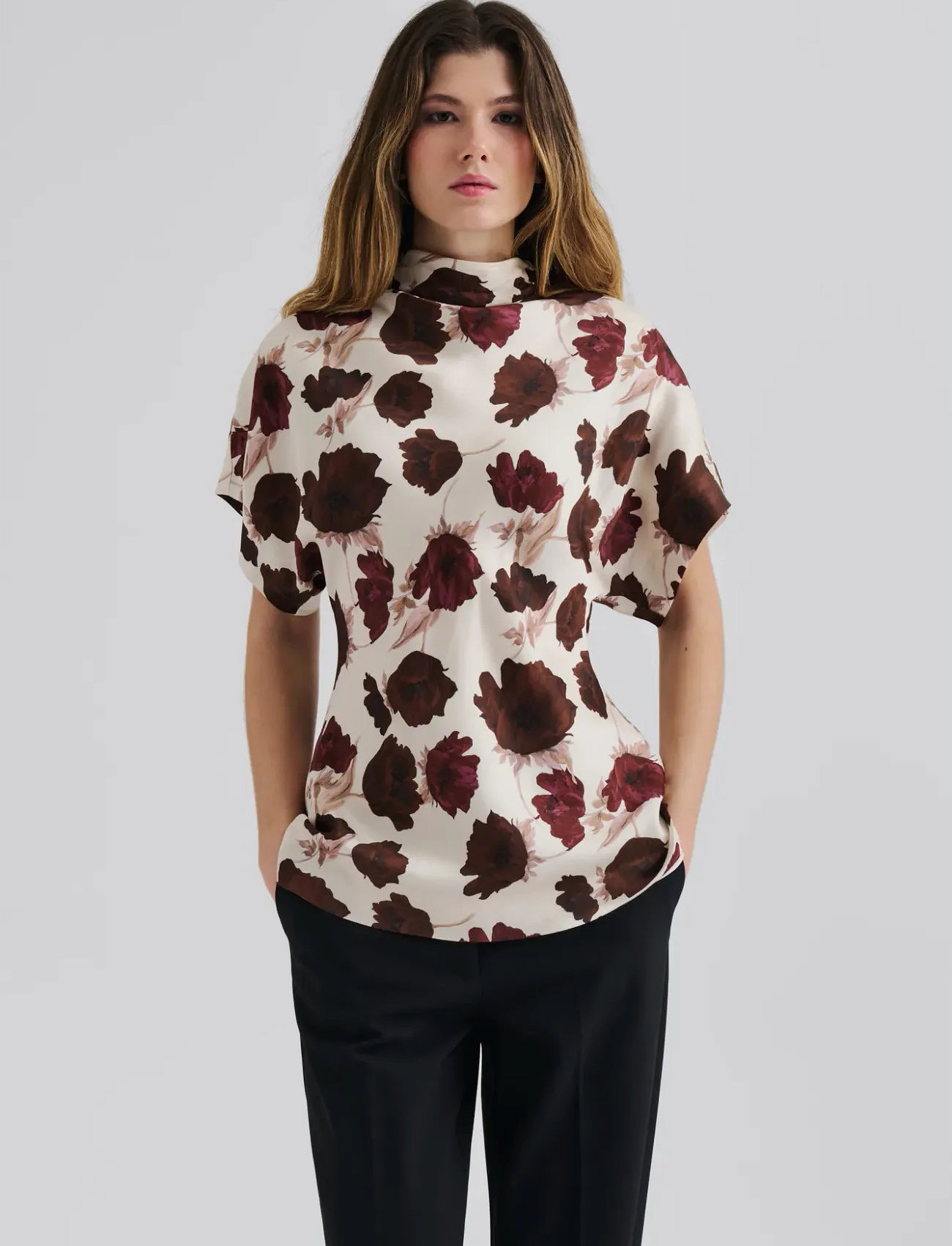 Malina Otilia Draped Half Polo Top, XL, Red, Bluser > Kortærmede, Dame