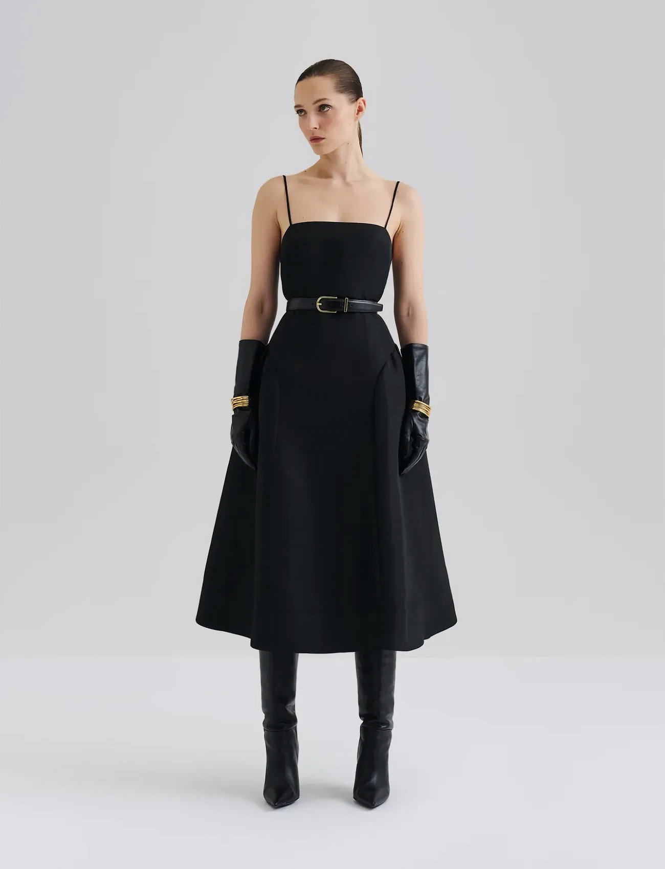 Malina Calista Exaggerated Hip Midi Dress, 40, Black, Kjoler > Knælange Og Midi, Dame