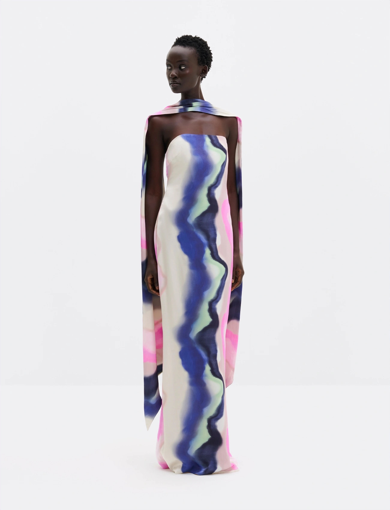 Malina Zelda Scarf Detail Maxi Dress, 44, Multi/patterned, Kjoler > Maxikjole, Dame