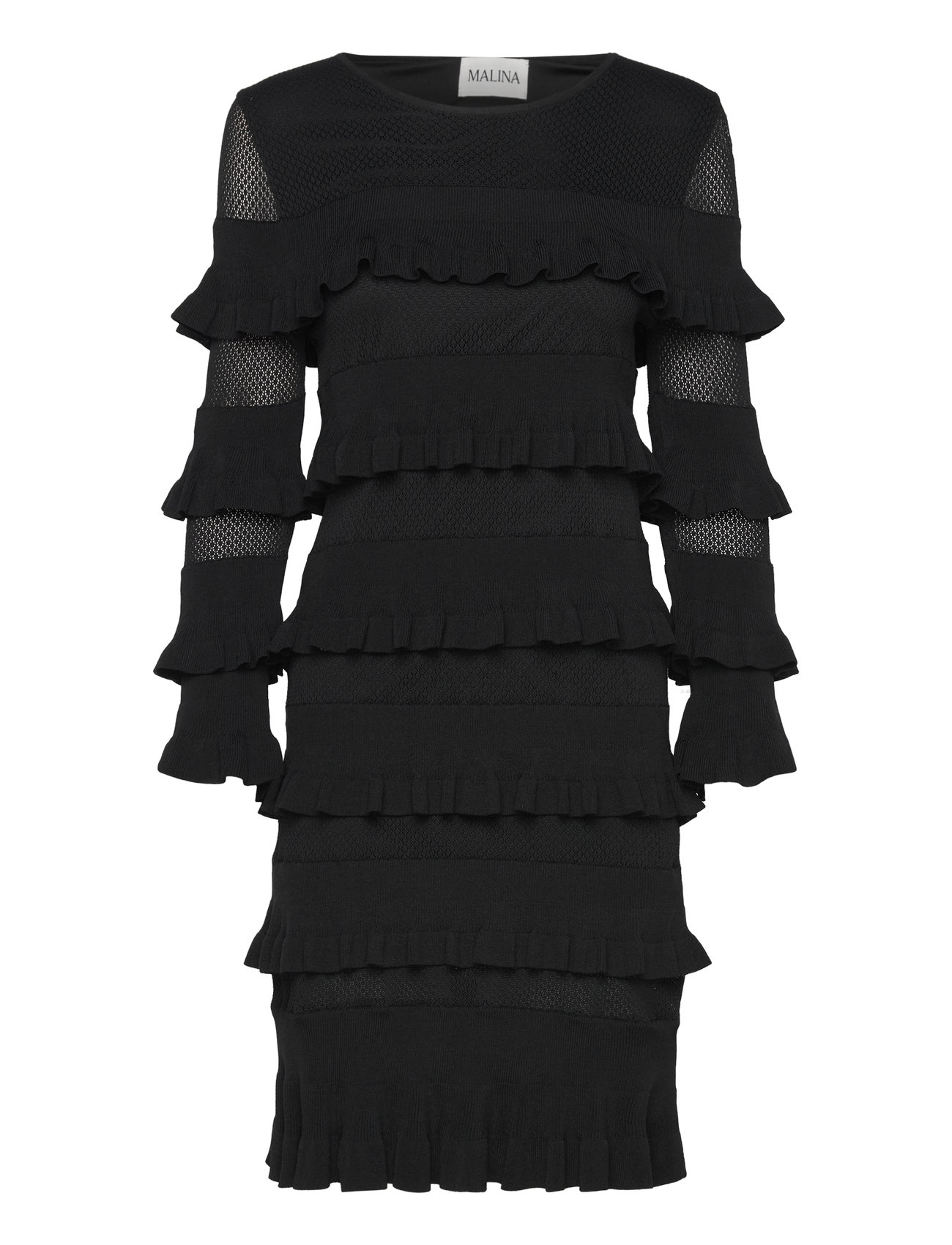 MALINA Violet Frill Strick Mini Kleid Schwarz - XS - Damen