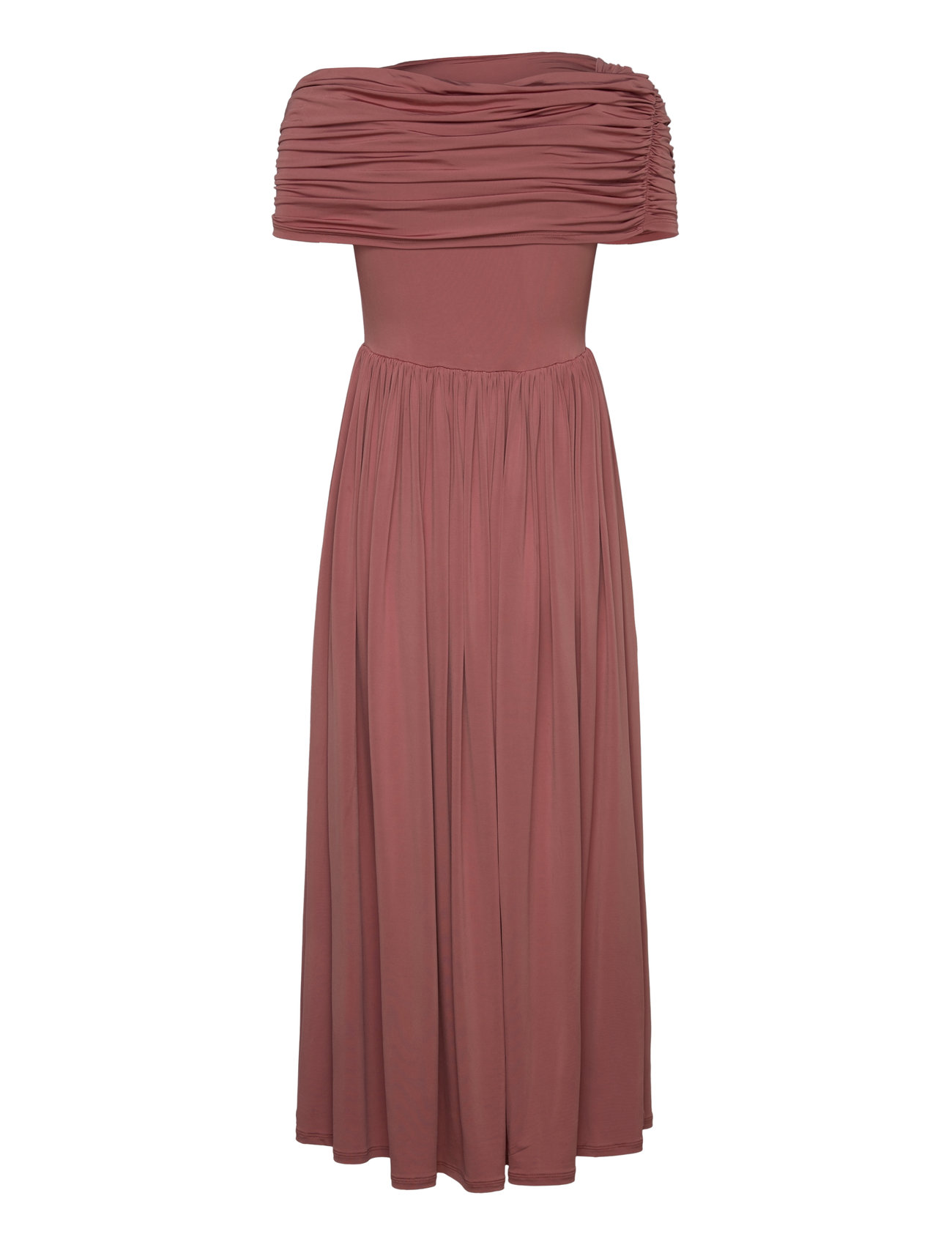 Malina Ariel Off Shoulder Jersey Midi Dress Rosa