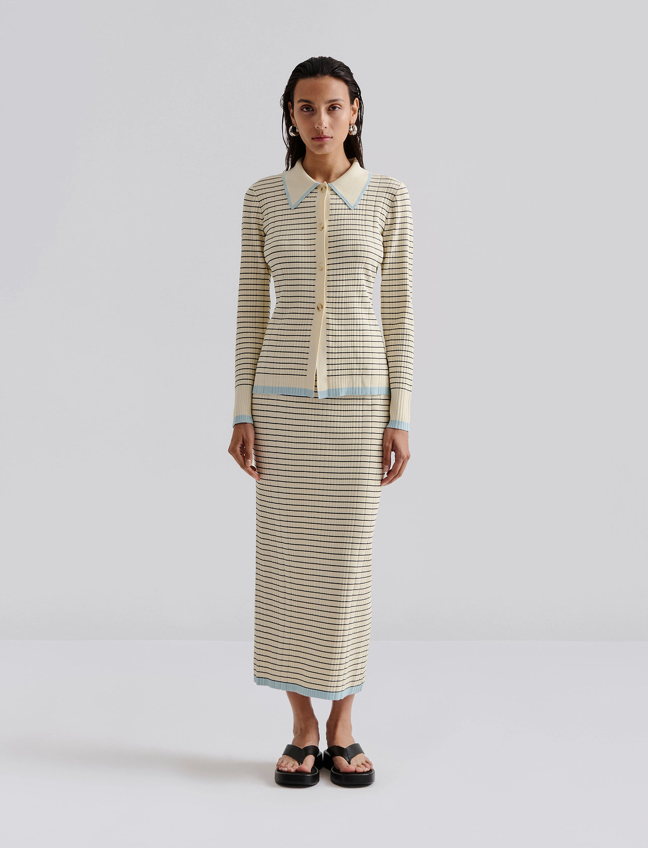 Malina Katya Knitted Maxi Skirt, S, Cream, Nederdele > Strikkede Nederdele, Dame