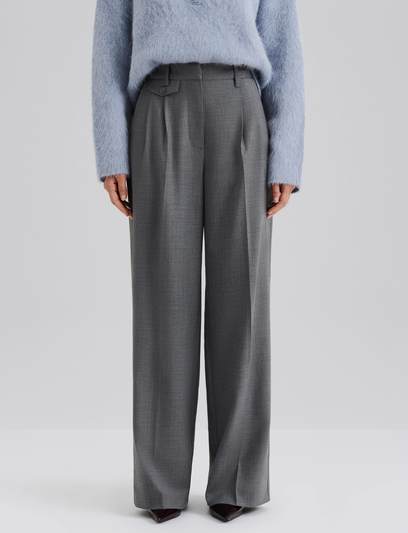 Malina Yana Tailored Wide Pants, 40, Grey, Bukser > Jakkesætsbukser, Dame