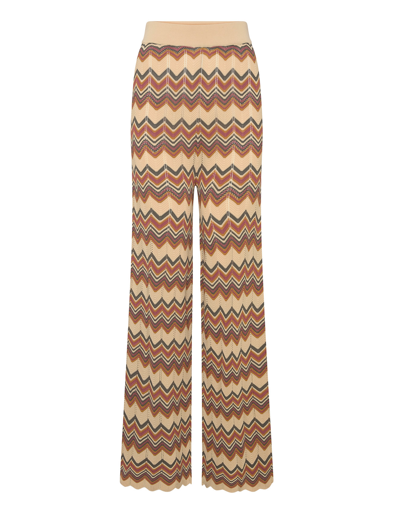 MALINA Ditte Flared Strick Hosen Beige - L - Damen