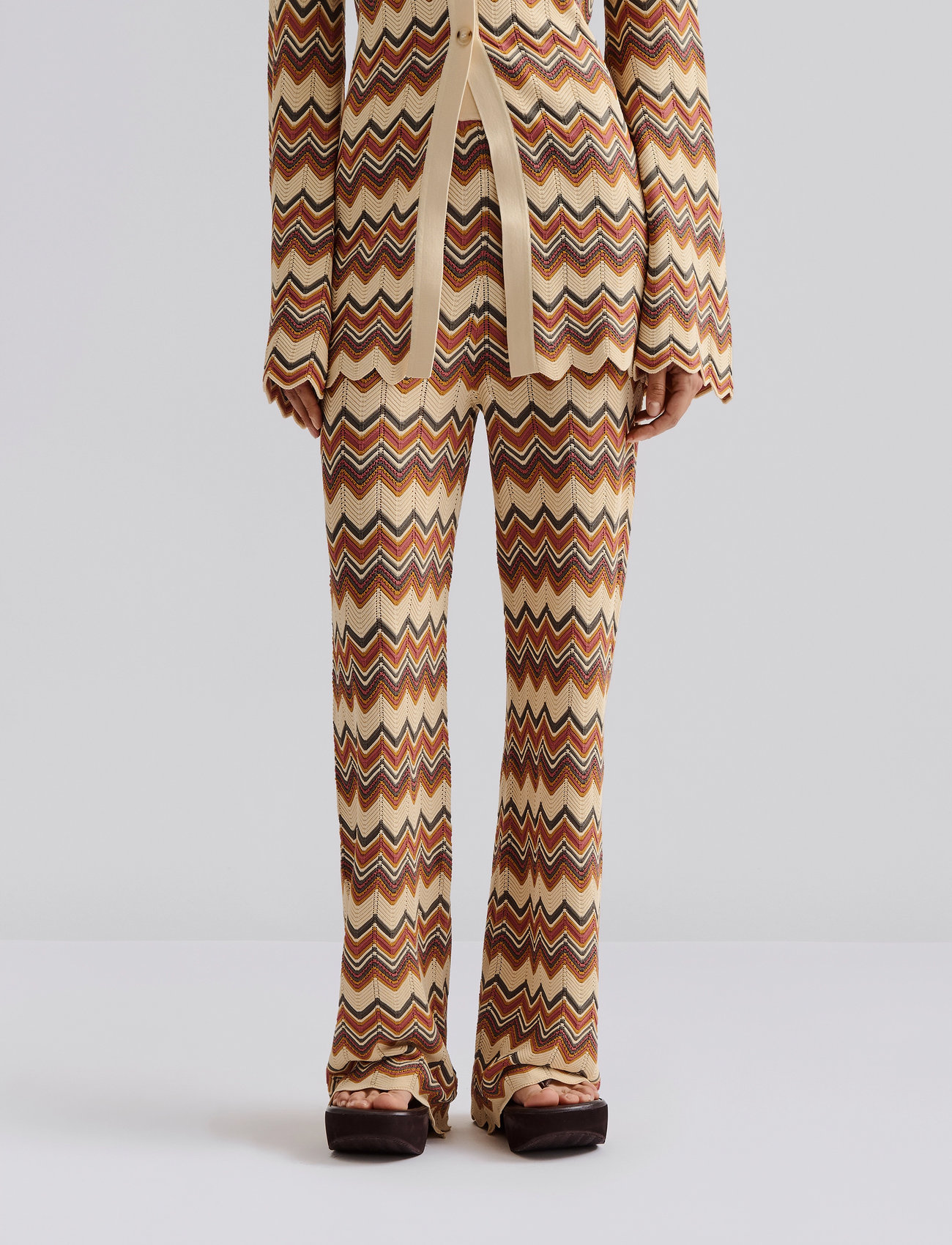 Malina Ditte Flared Knitted Pants, M, Beige, Designere > Trousers, Dame
