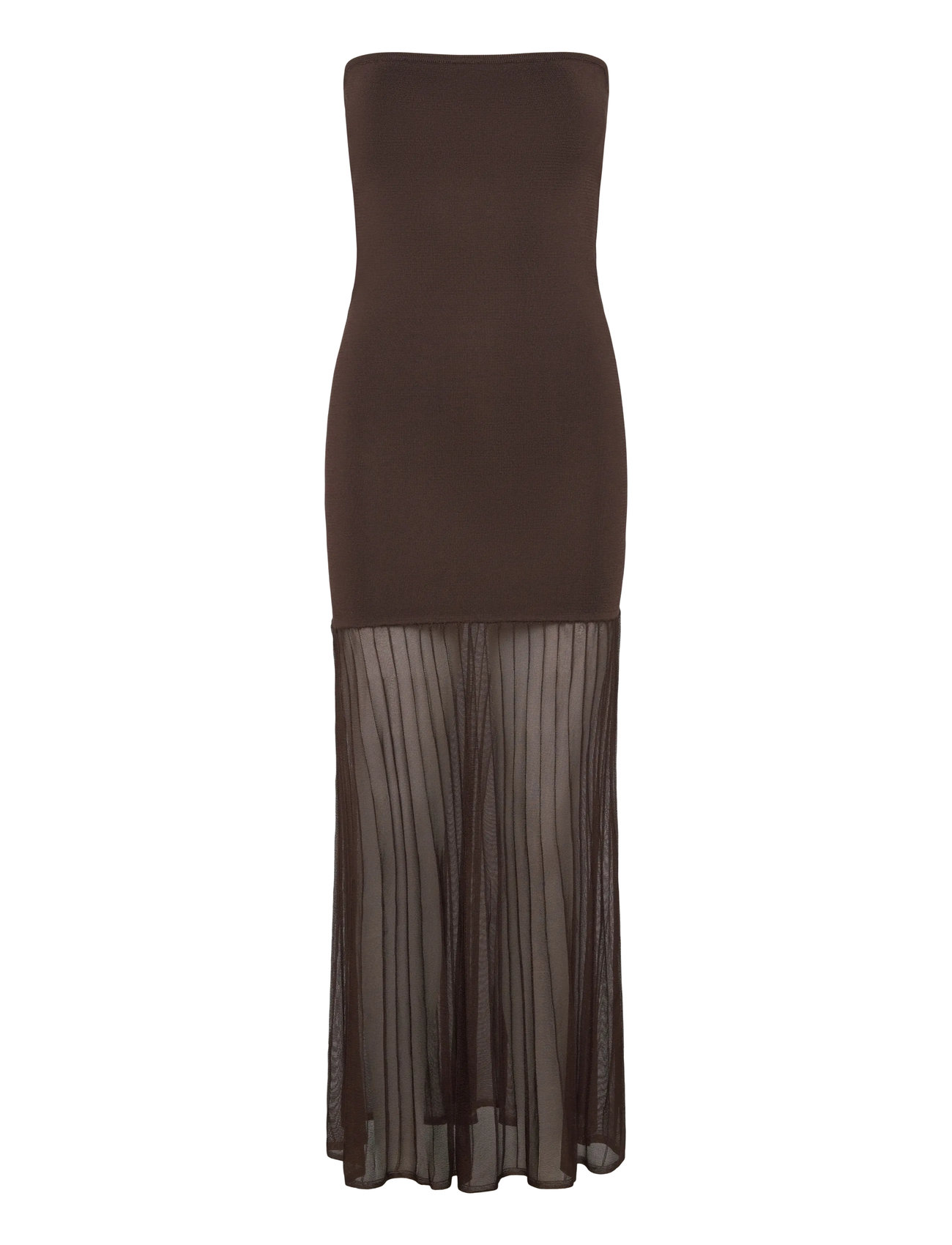 MALINA Isola Drop Waist Sheer Strick Kleid Braun - XL - Damen